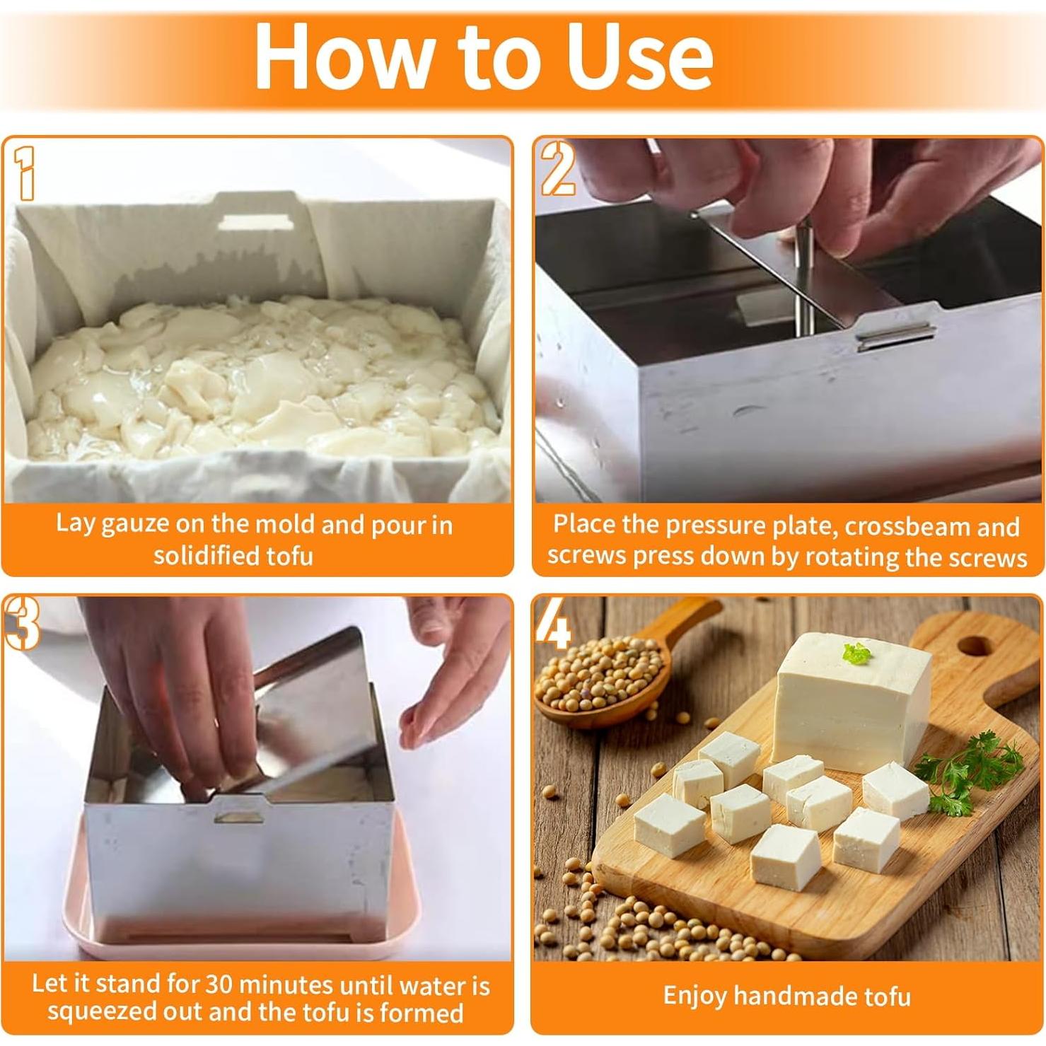 Prensa de Tofu JUSTHERE de Acero Inoxidable 304 para 0.91 kg