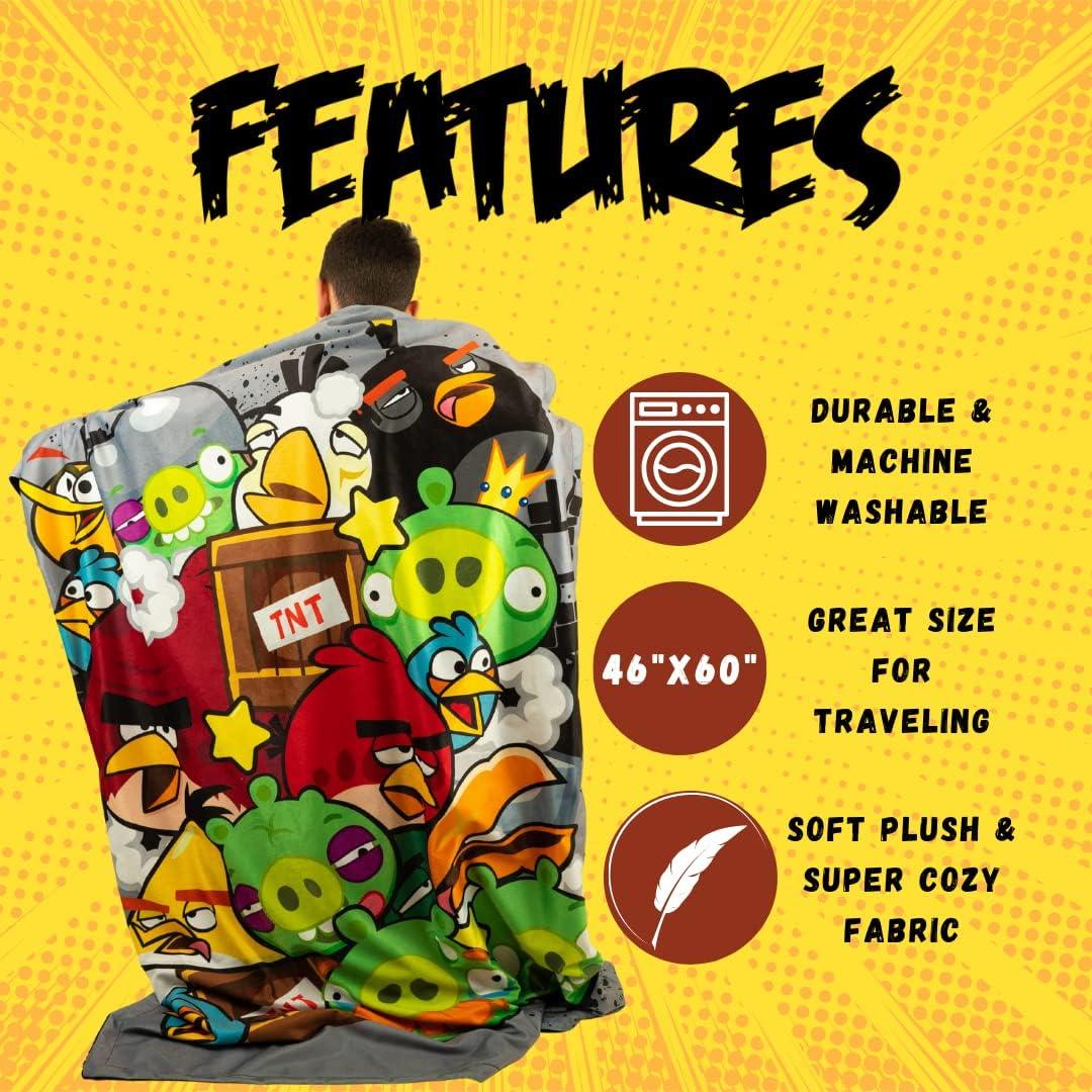 Throw Franco Angry Birds 116x152 cm Suave y Colorido