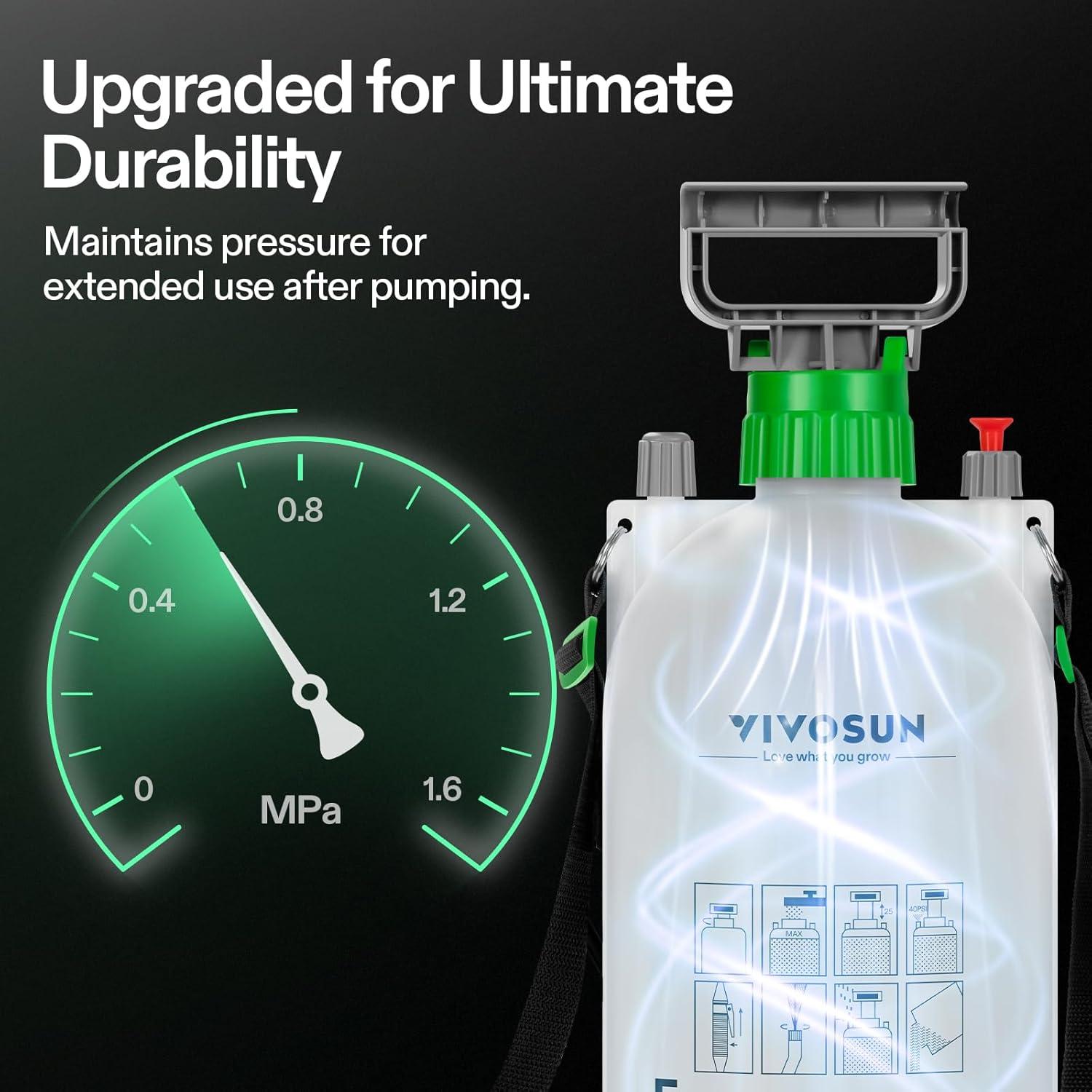 Pulverizador de Bomba VIVOSUN 5L con 3 Boquillas Ajustables