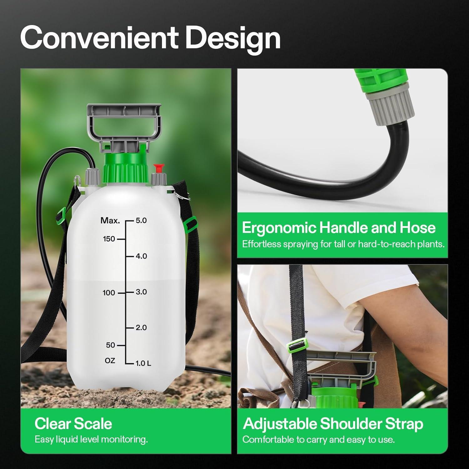 Pulverizador de Bomba VIVOSUN 5L con 3 Boquillas Ajustables