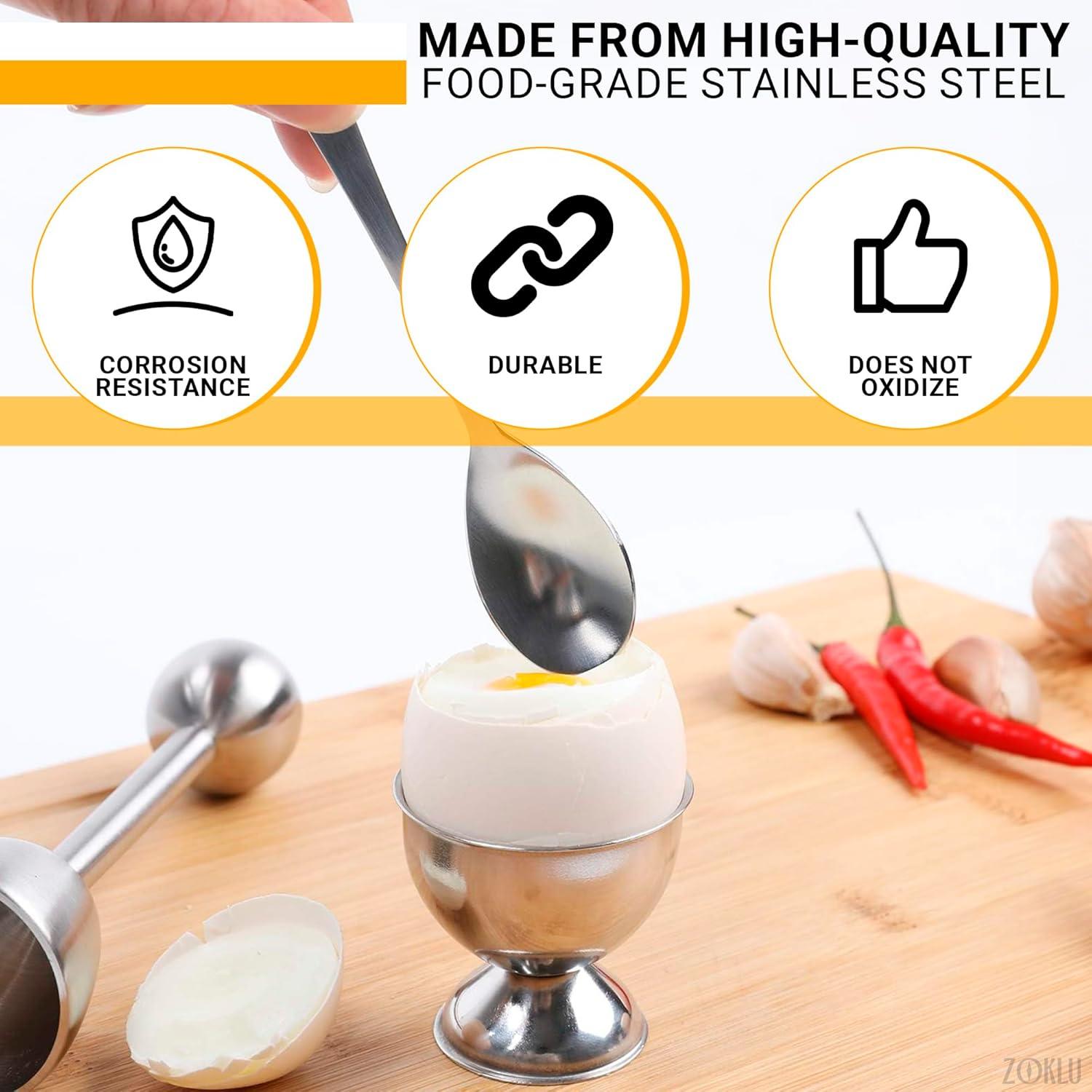 Juego de Abridores de Cáscara de Huevo ZOKLU - Acero Inoxidable