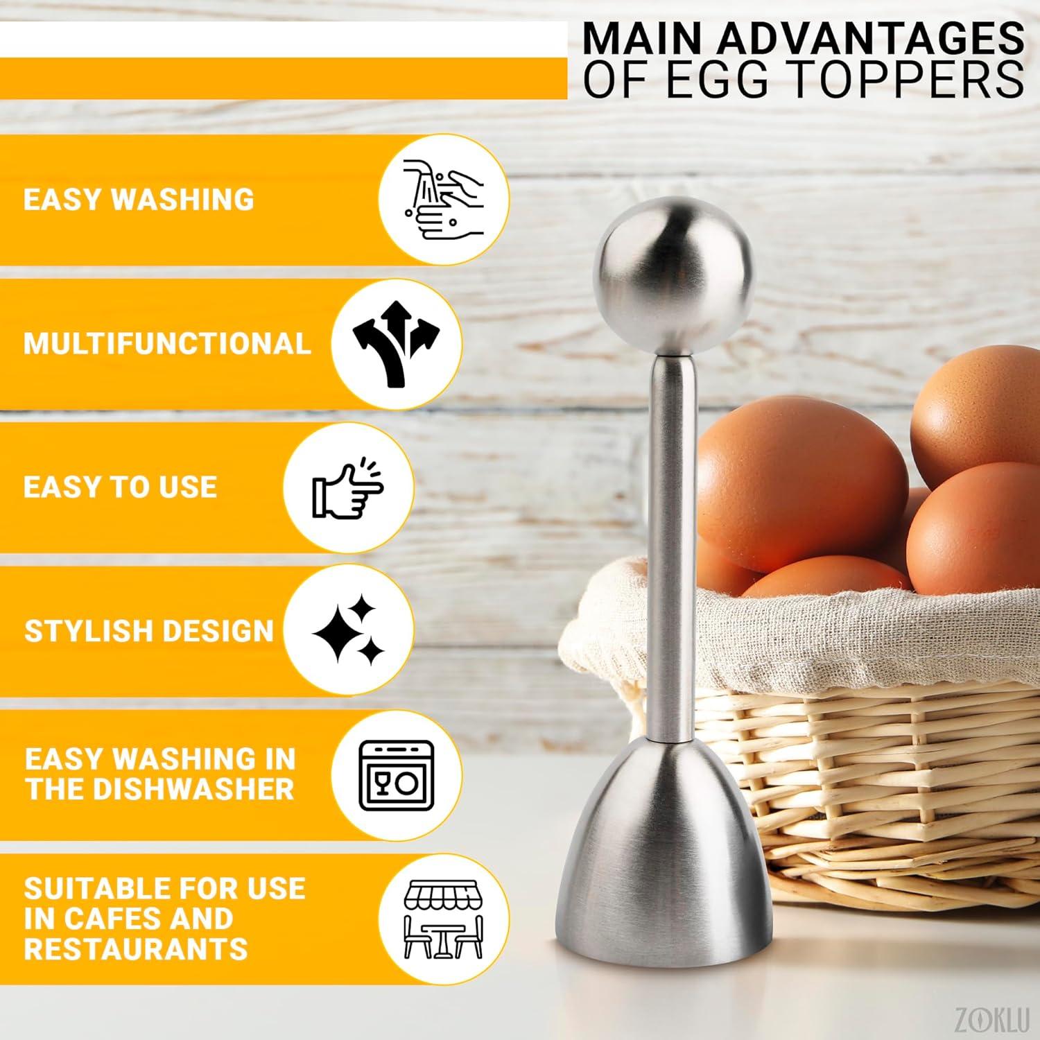 Juego de Abridores de Cáscara de Huevo ZOKLU - Acero Inoxidable