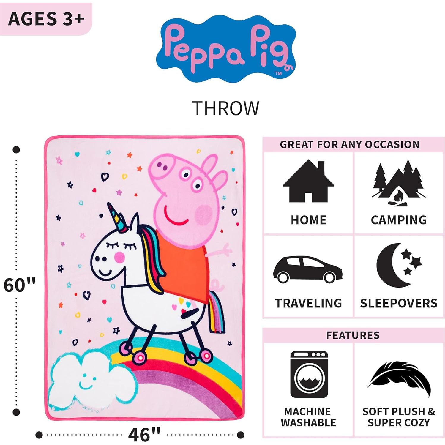 Manta Peppa Pig Franco 116x152 cm Micro Raschel Suave