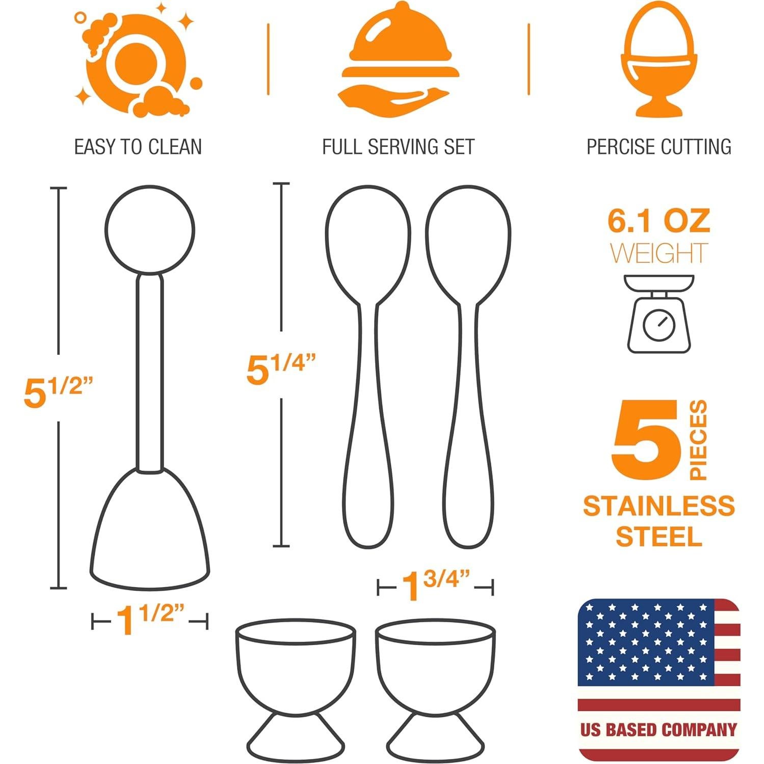 Juego de Cortadores de Huevos Eparé - Acero Inoxidable 5 Piezas