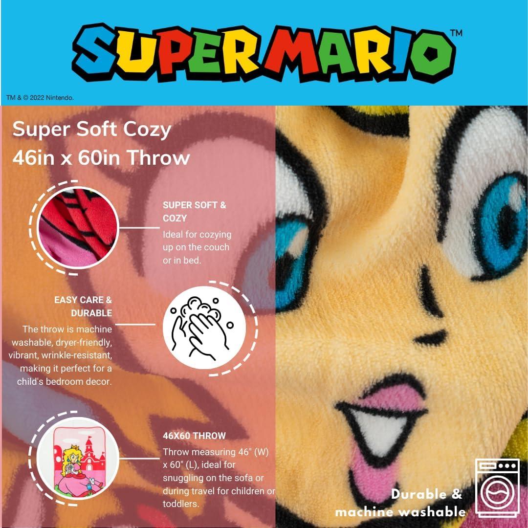 Manta Suave de Peluche Franco Princesa Peach 116x152 cm
