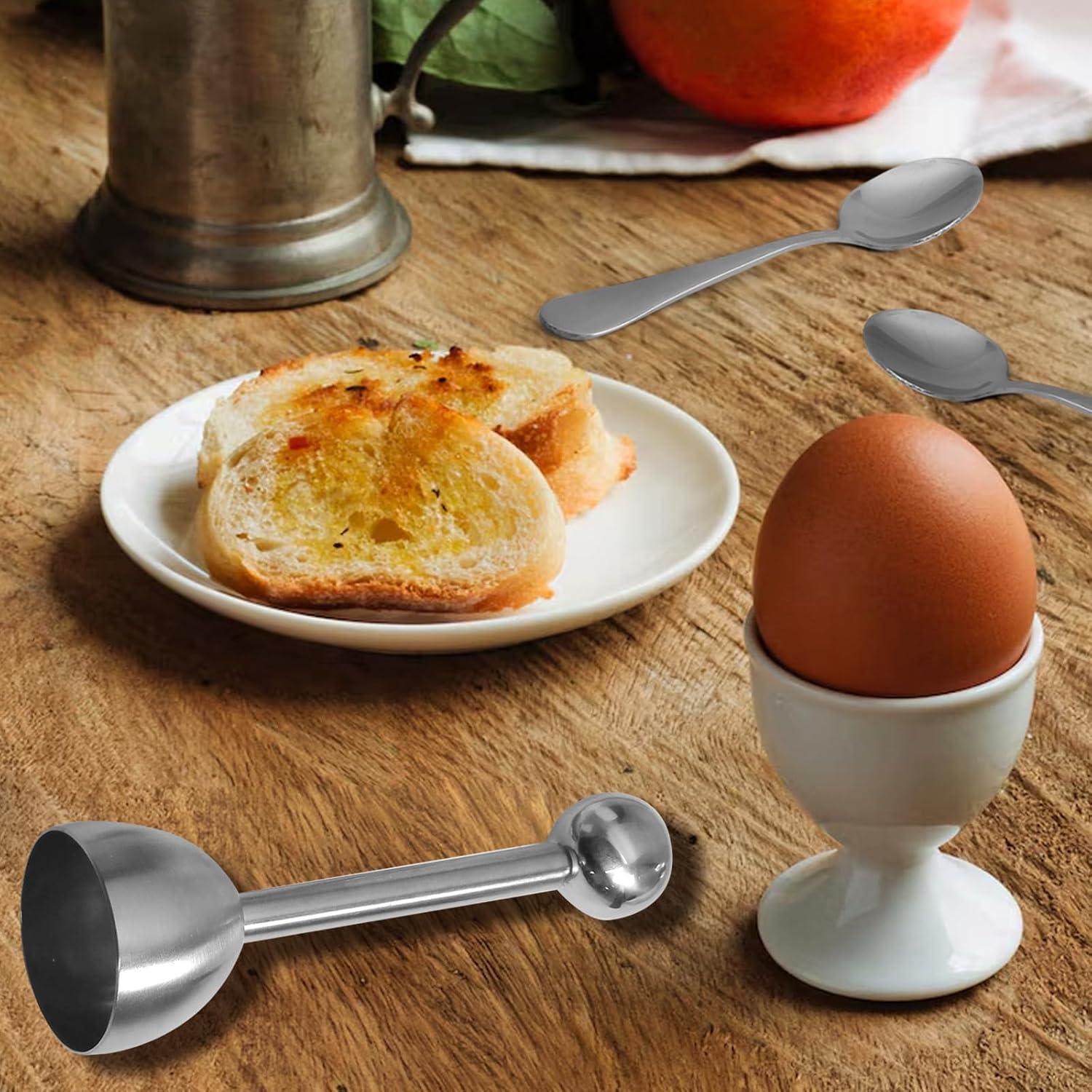 Juego de Tazas y Cortador de Huevos Vibedor - 1 Cortador, 2 Cucharas, 2 Soportes