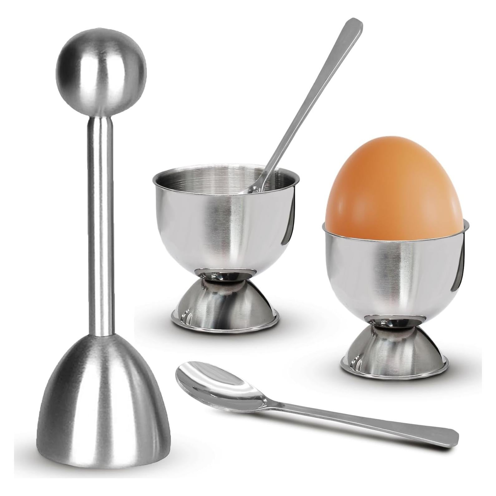 Juego de Tazas y Cortador de Huevos Acero Inoxidable Vibedor