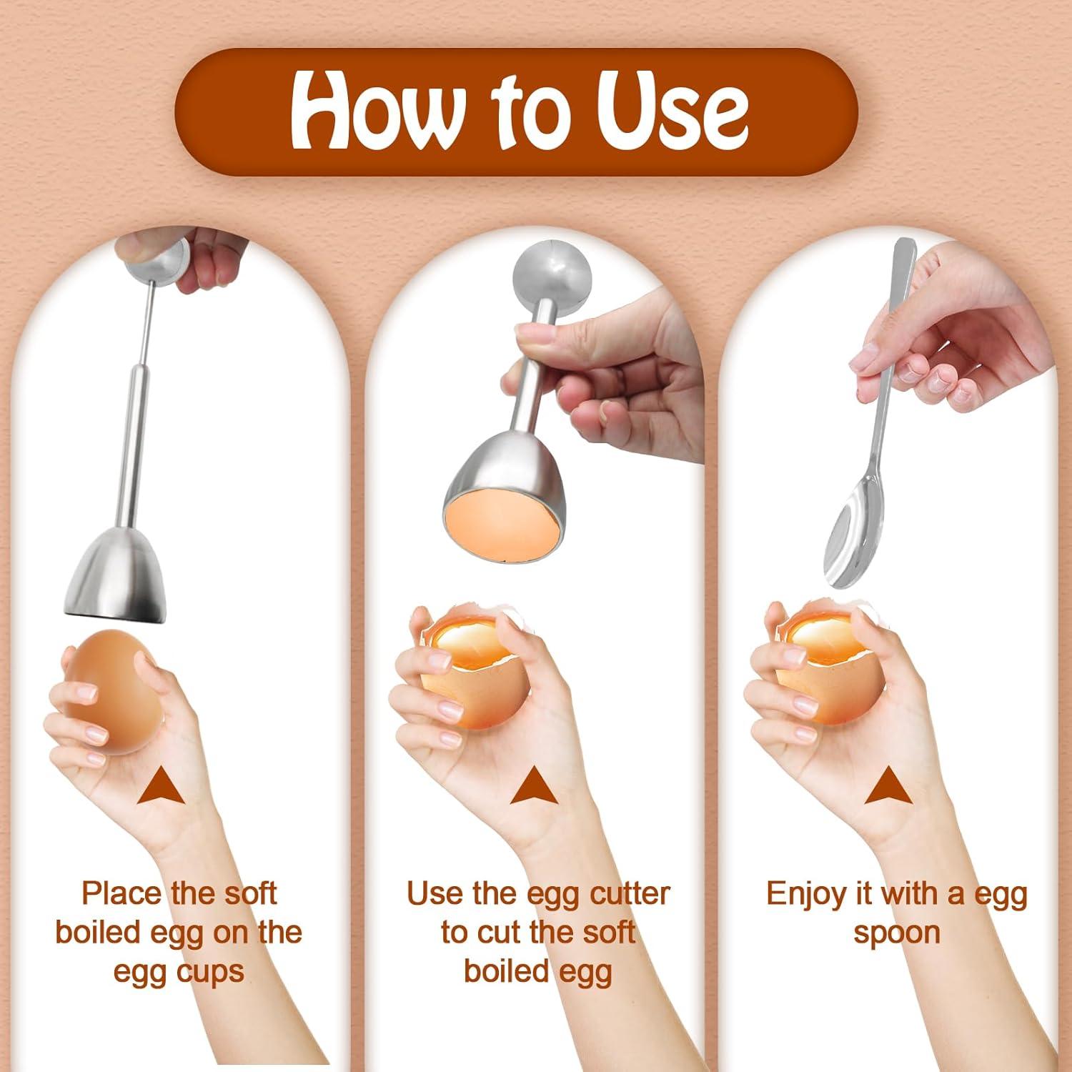 Juego de Tazas y Cortador de Huevos Acero Inoxidable Vibedor