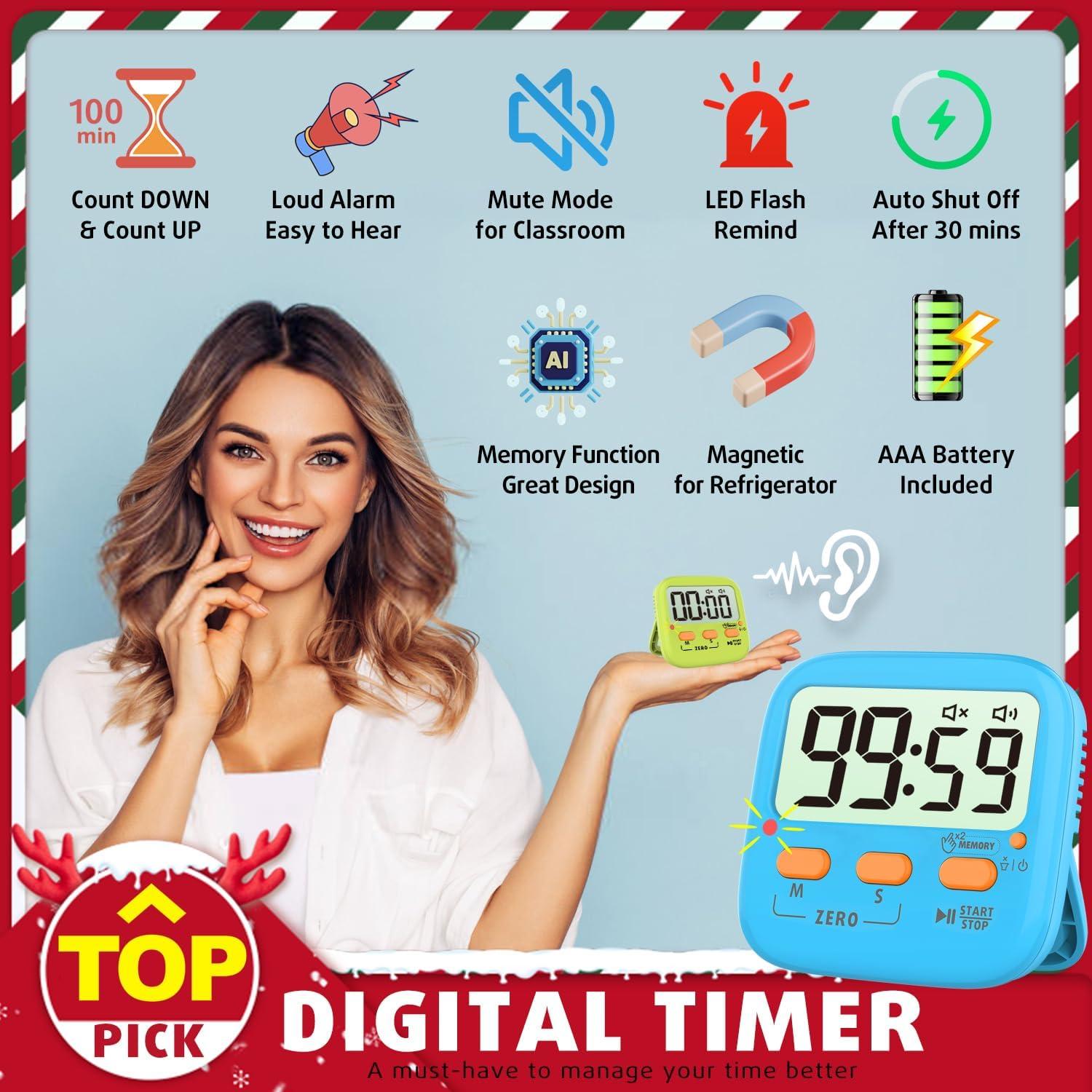 Temporizadores Digitales Magnéticos Azosowo - Paquete de 2