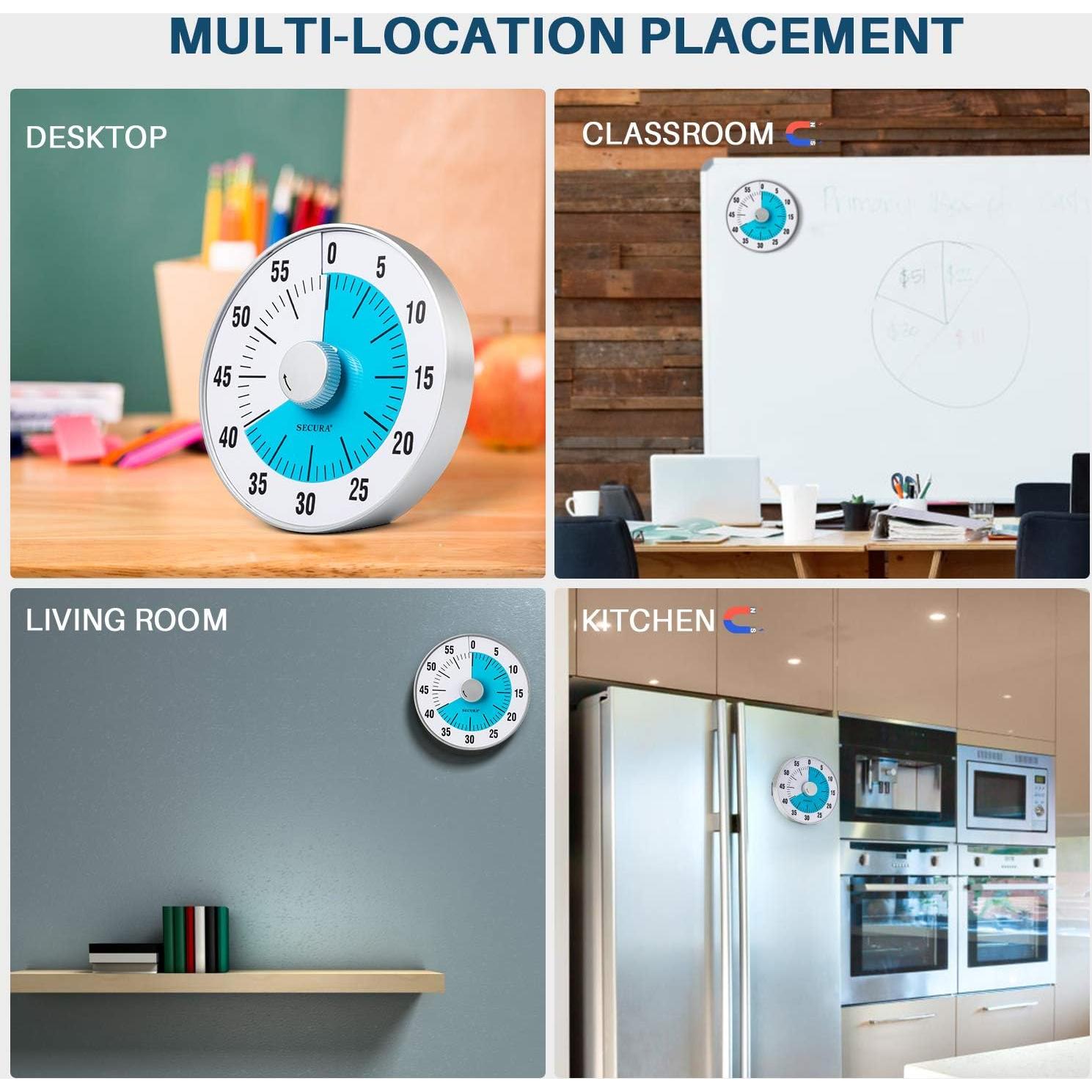 Temporizador Visual Secura 60 Minutos Azul 19 cm para Cocina y Aula