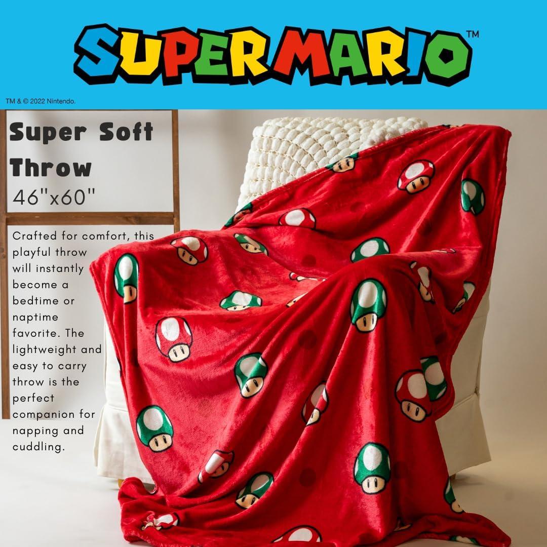 Manta Super Mario Toad Franco 116x152 cm Suave y Colorida