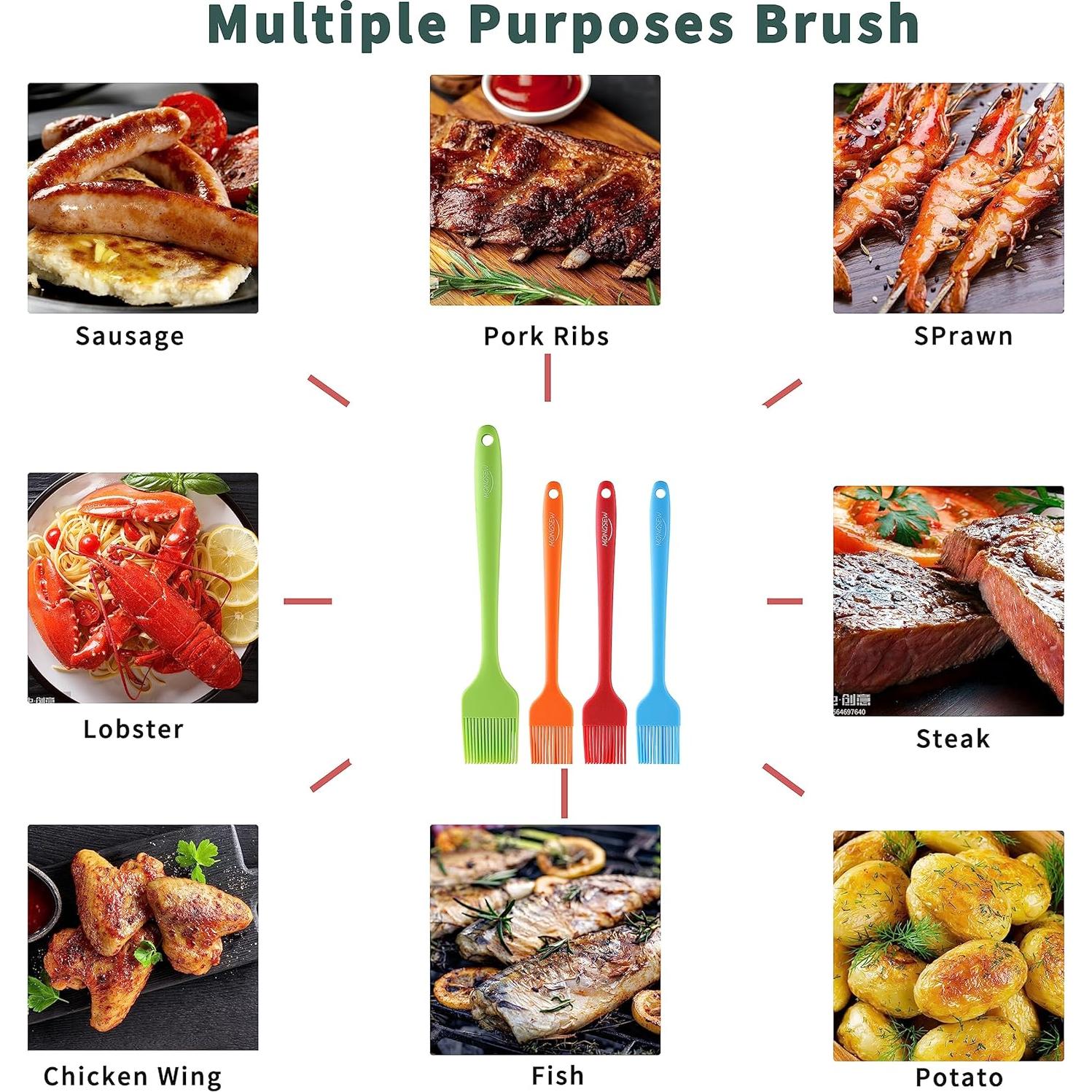 Set de 4 Brochas de Silicona MONGSEW para Basting - Apta Lavavajillas