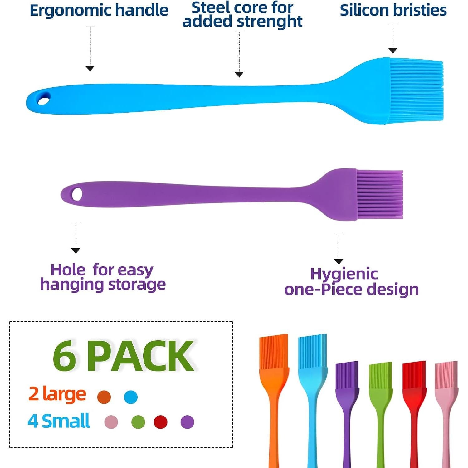 6 Brochas de Silicona Cualork para Basting y Pastelería