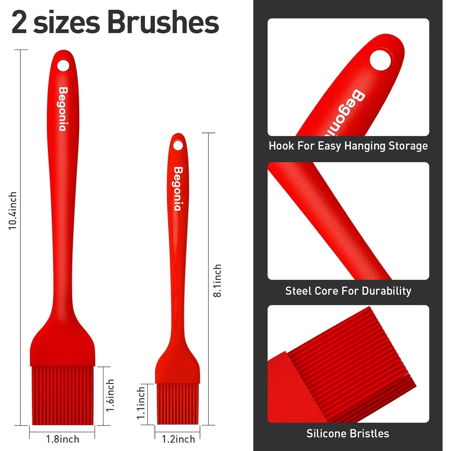 Brocha de Silicona Begonia 2 Piezas Resistente al Calor 26.5 cm