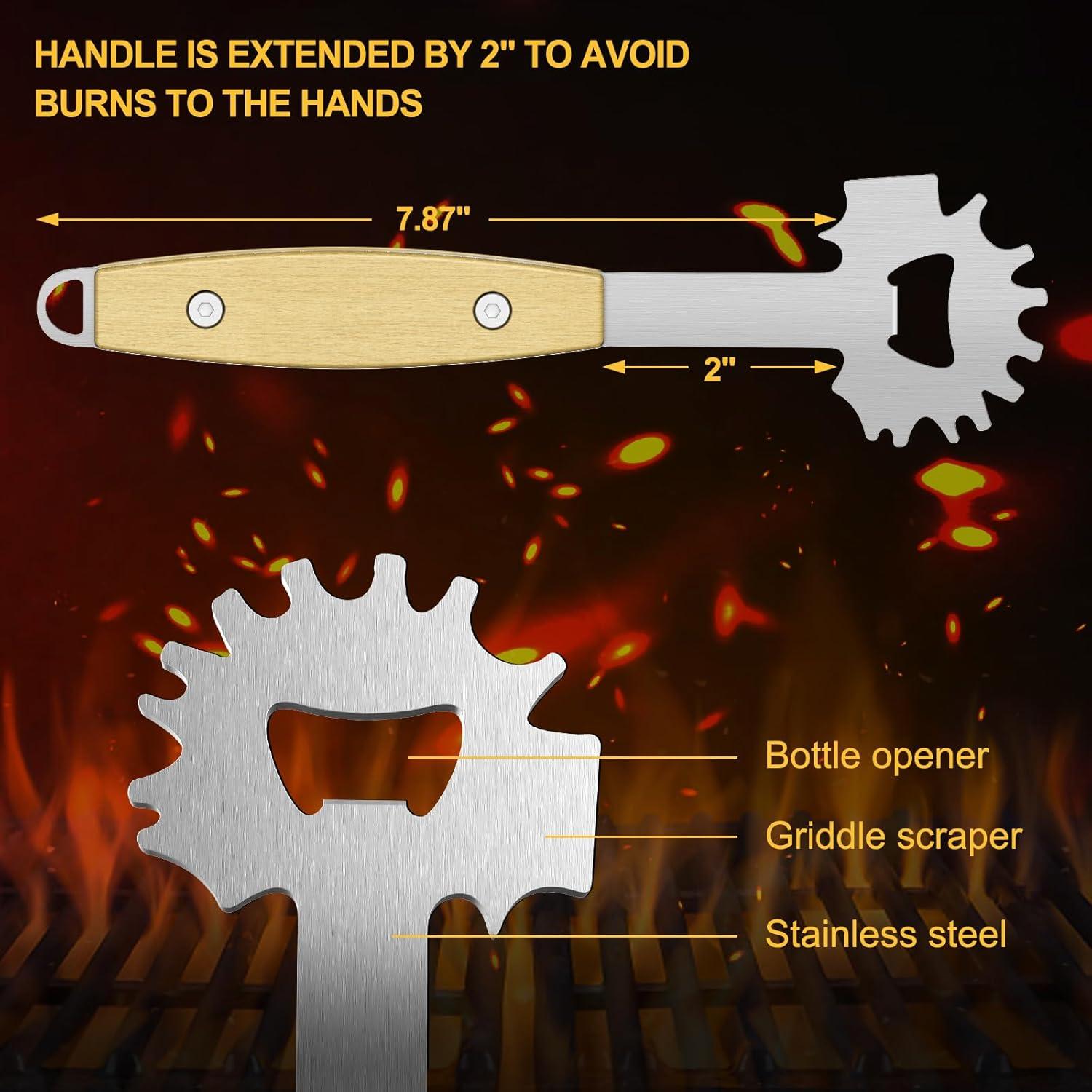 Raspador de BBQ XYK 10 en 1, Acero Inoxidable, Mango de Madera