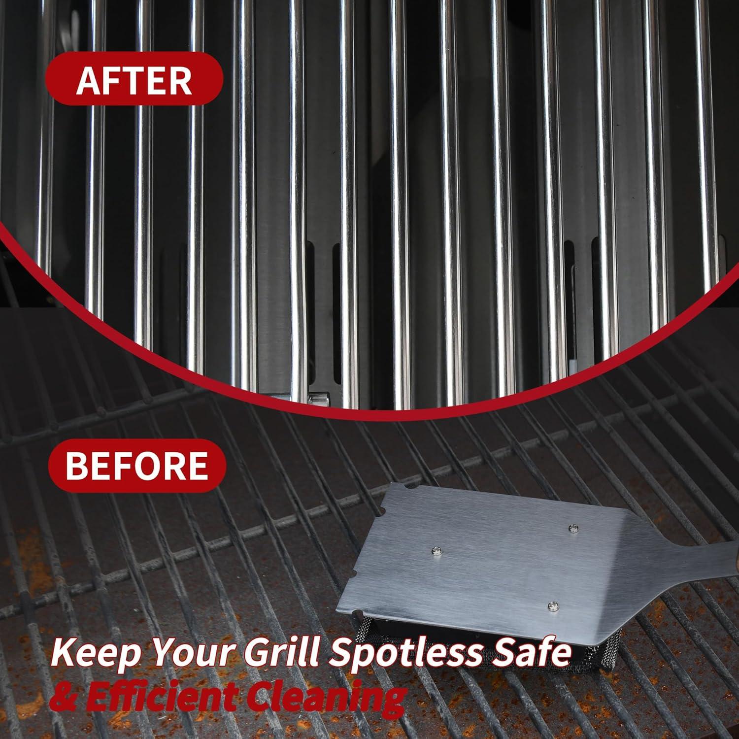 Cepillo y Raspador de Parrilla Rixordd - Sin Cerda, Mango Extendido