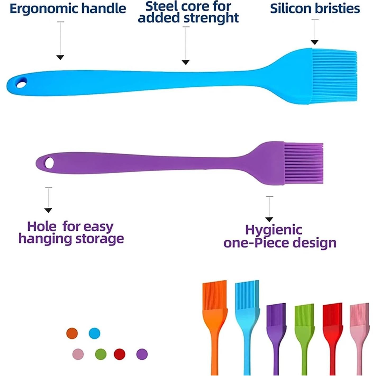 Juego de Brochas de Silicona Febarula 2-Pack Resistente al Calor