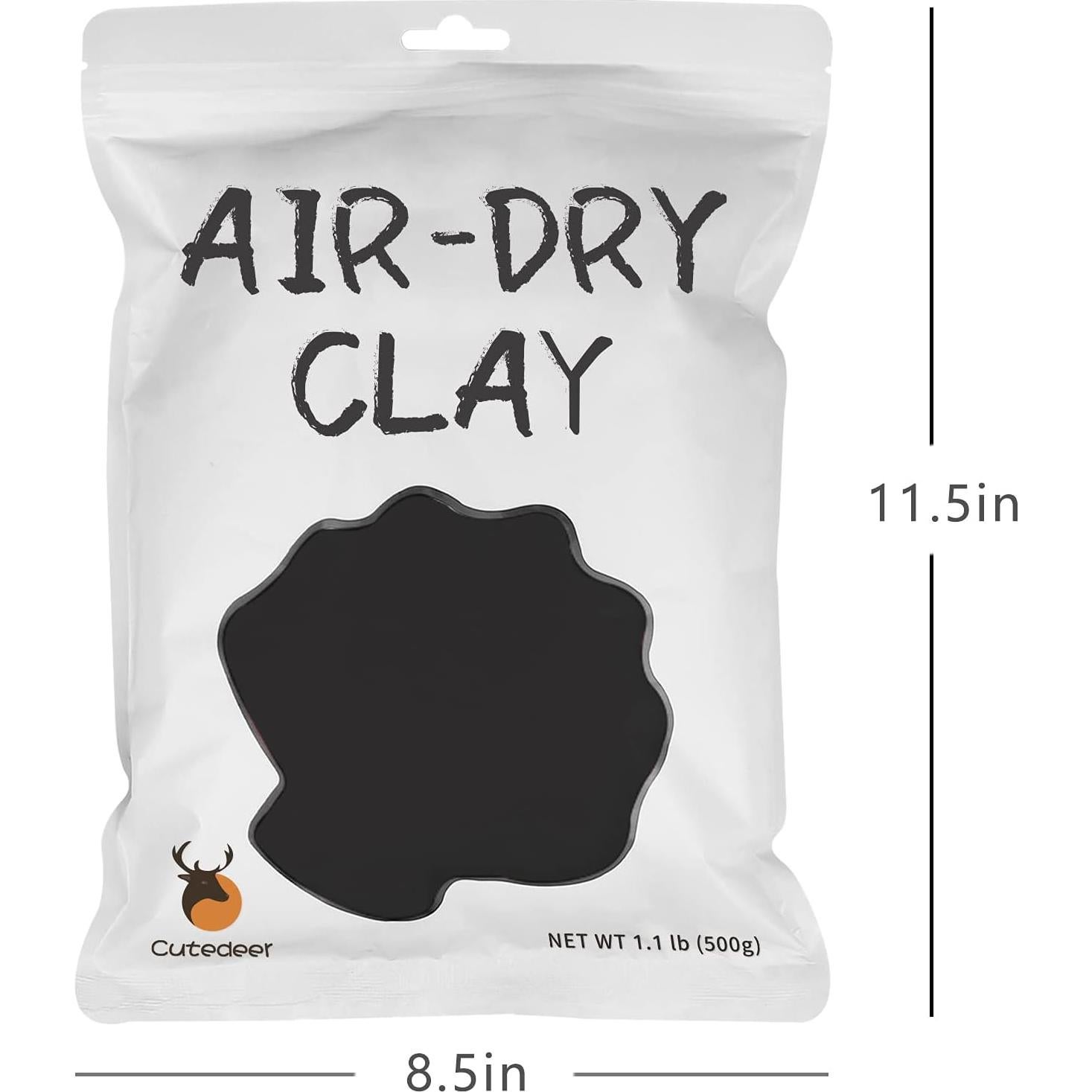 Arcilla Secada al Aire Cutedeer Negra 500g - Suave y No Tóxica