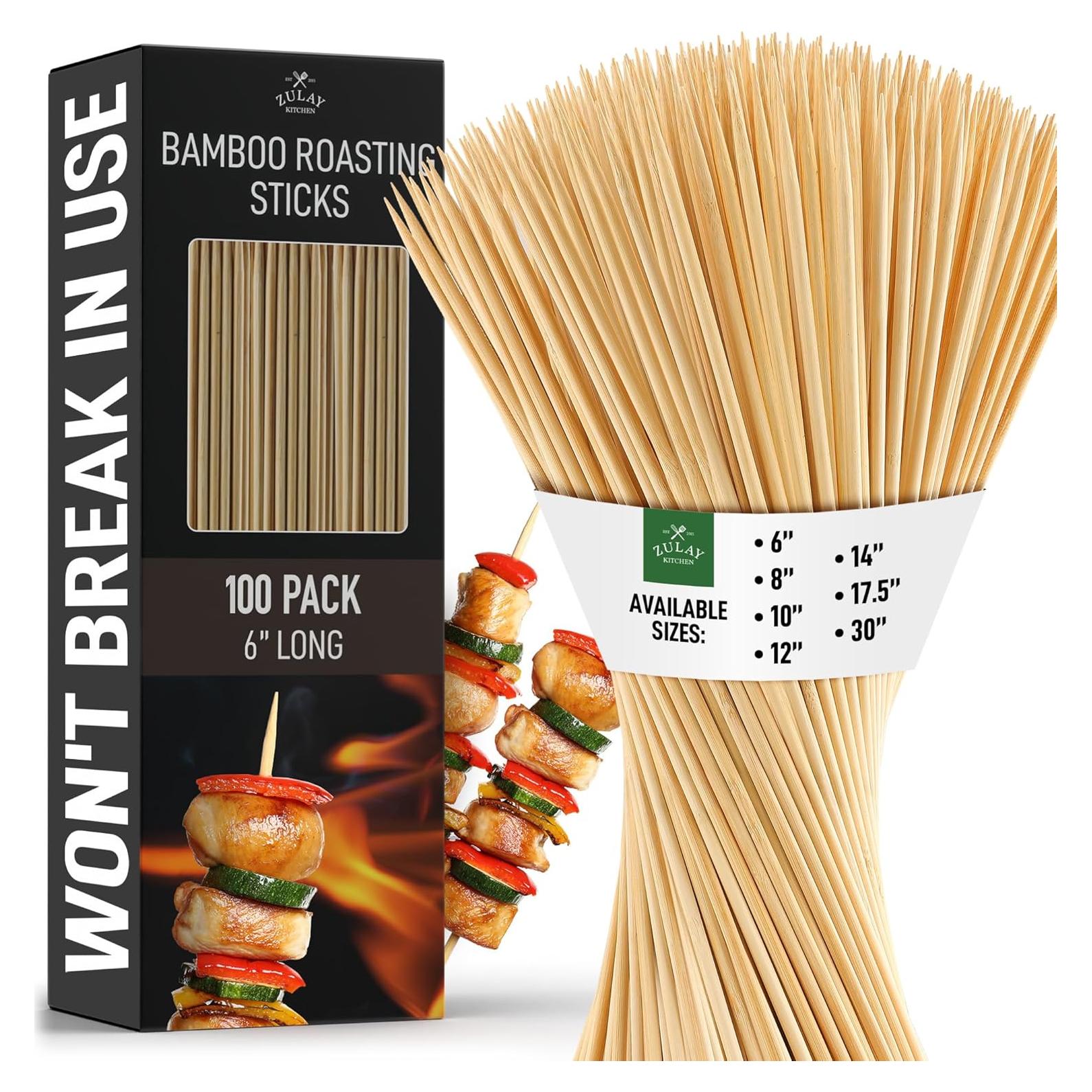 Palitos de Bambú Zulay Kitchen 100 Unidades 15.24 cm BBQ