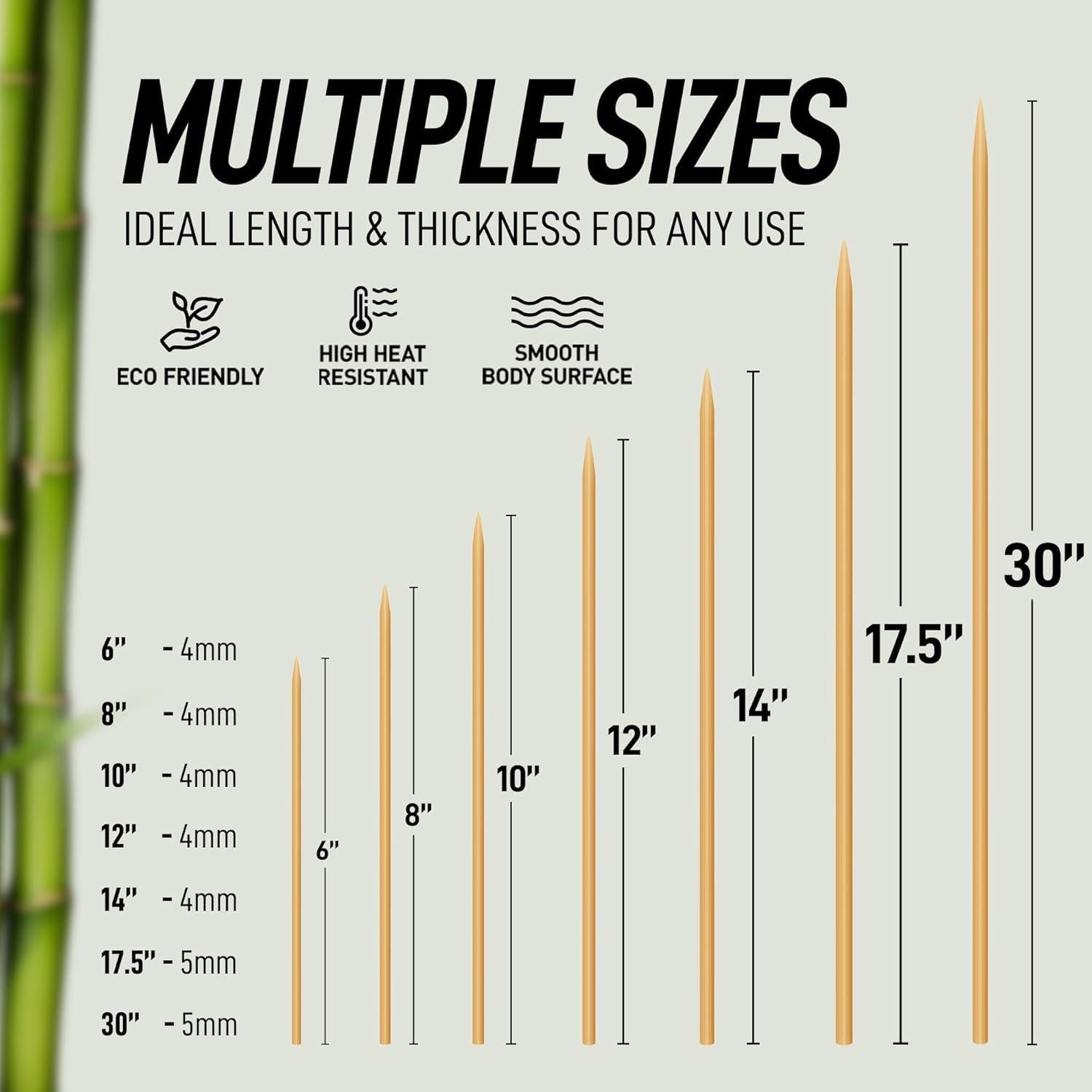 Palitos de Bambú Zulay Kitchen 100 Unidades 15.24 cm BBQ