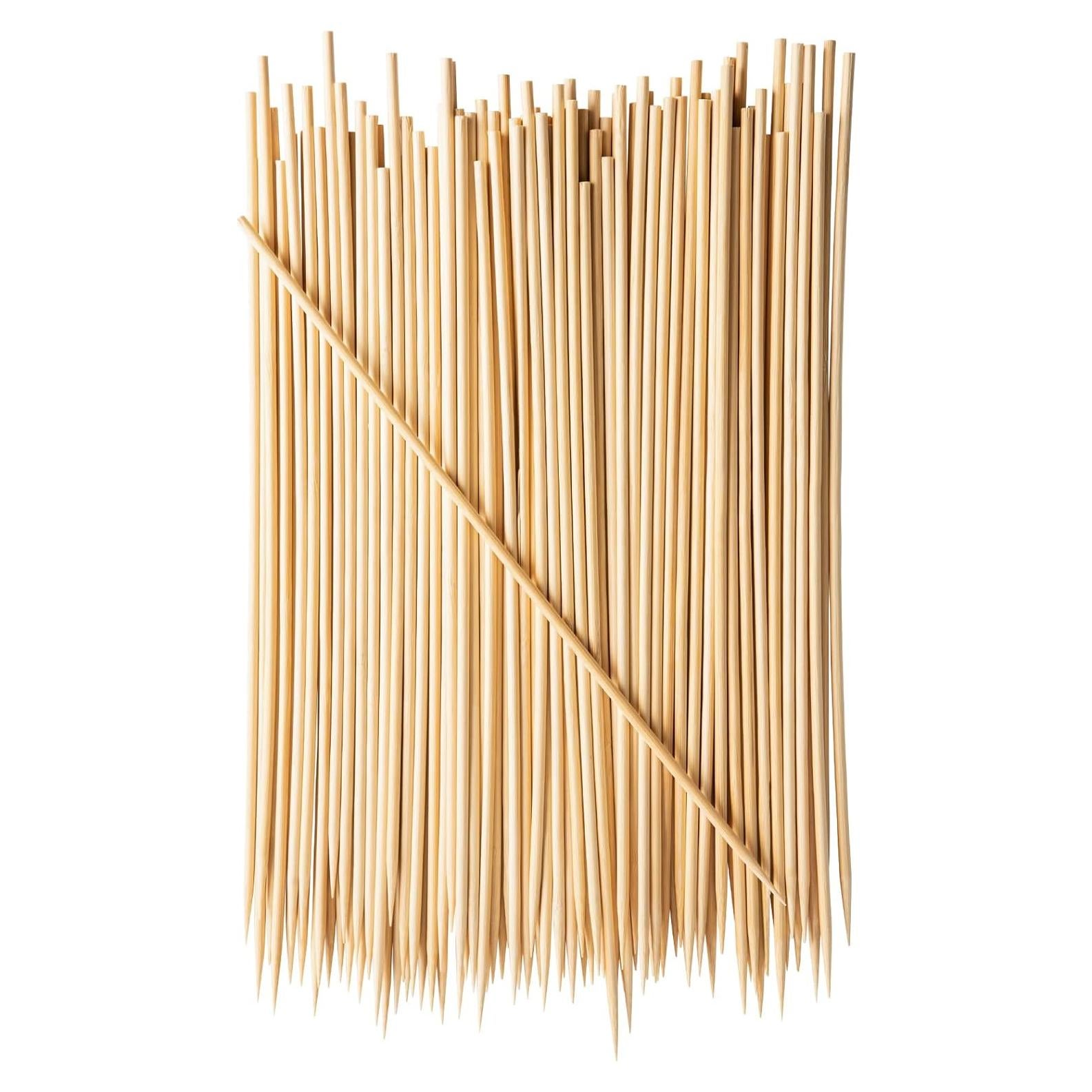 Brochetas de Madera de Bambú 30.48 cm Paquete Cómodo 100 Pzas