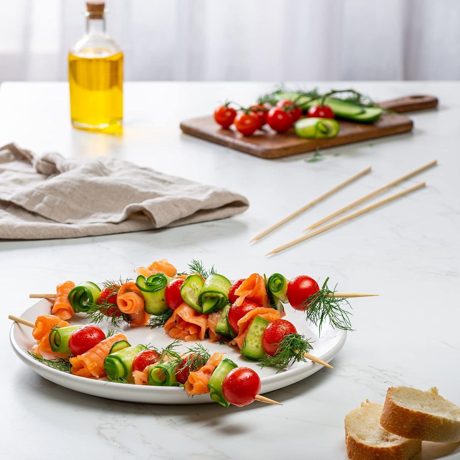 Brochetas de Madera de Bambú 30.48 cm Paquete Cómodo 100 Pzas