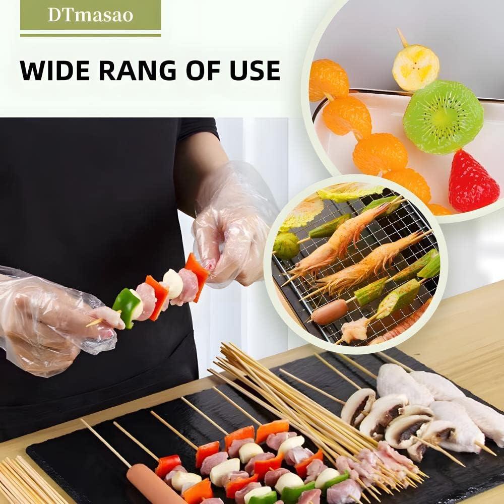 200 Brochetas de Bambú 30.48 cm DTmasao para BBQ y Aperitivos