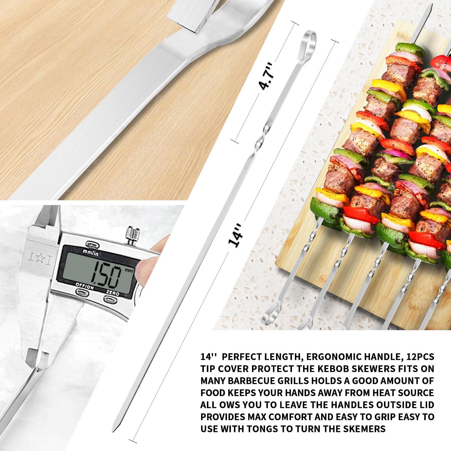 Pinchos de Kabob JY COOKMENT 35.56 cm Acero Inoxidable Set 12