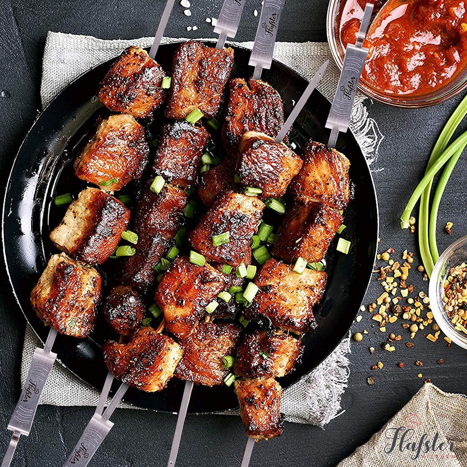 Pinchos de BBQ Flafster Kitchen Acero Inoxidable 40 cm Set 8