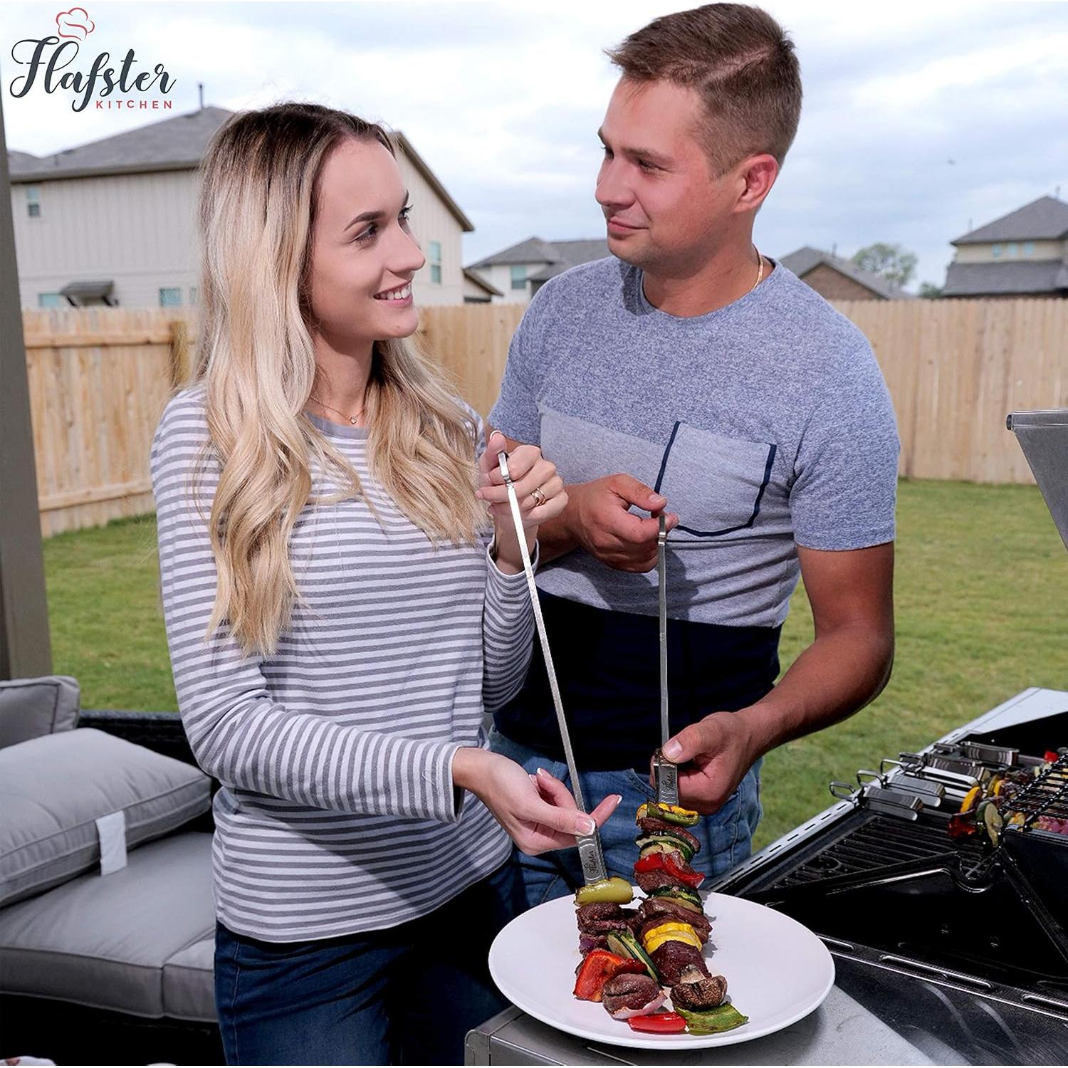 Pinchos de BBQ Flafster Kitchen Acero Inoxidable 40 cm Set 8