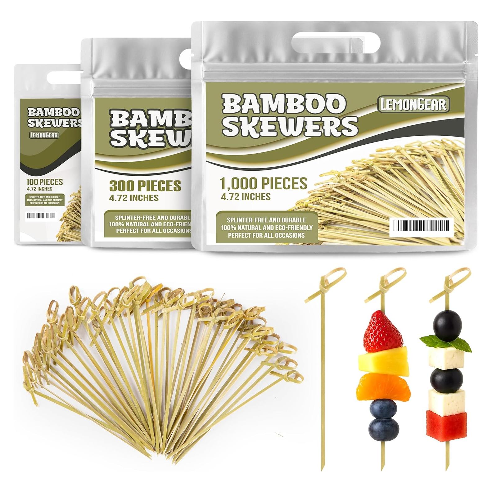 300 Palillos de Bambú Verde 12 cm para Cócteles y Aperitivos