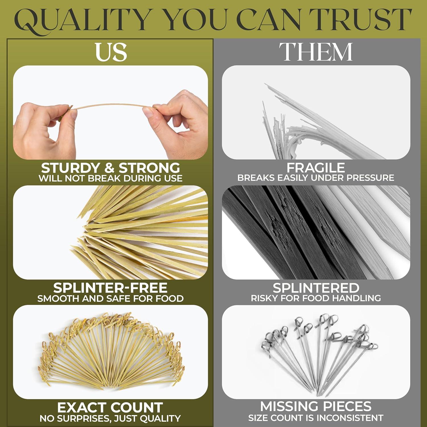 300 Palillos de Bambú Verde 12 cm para Cócteles y Aperitivos