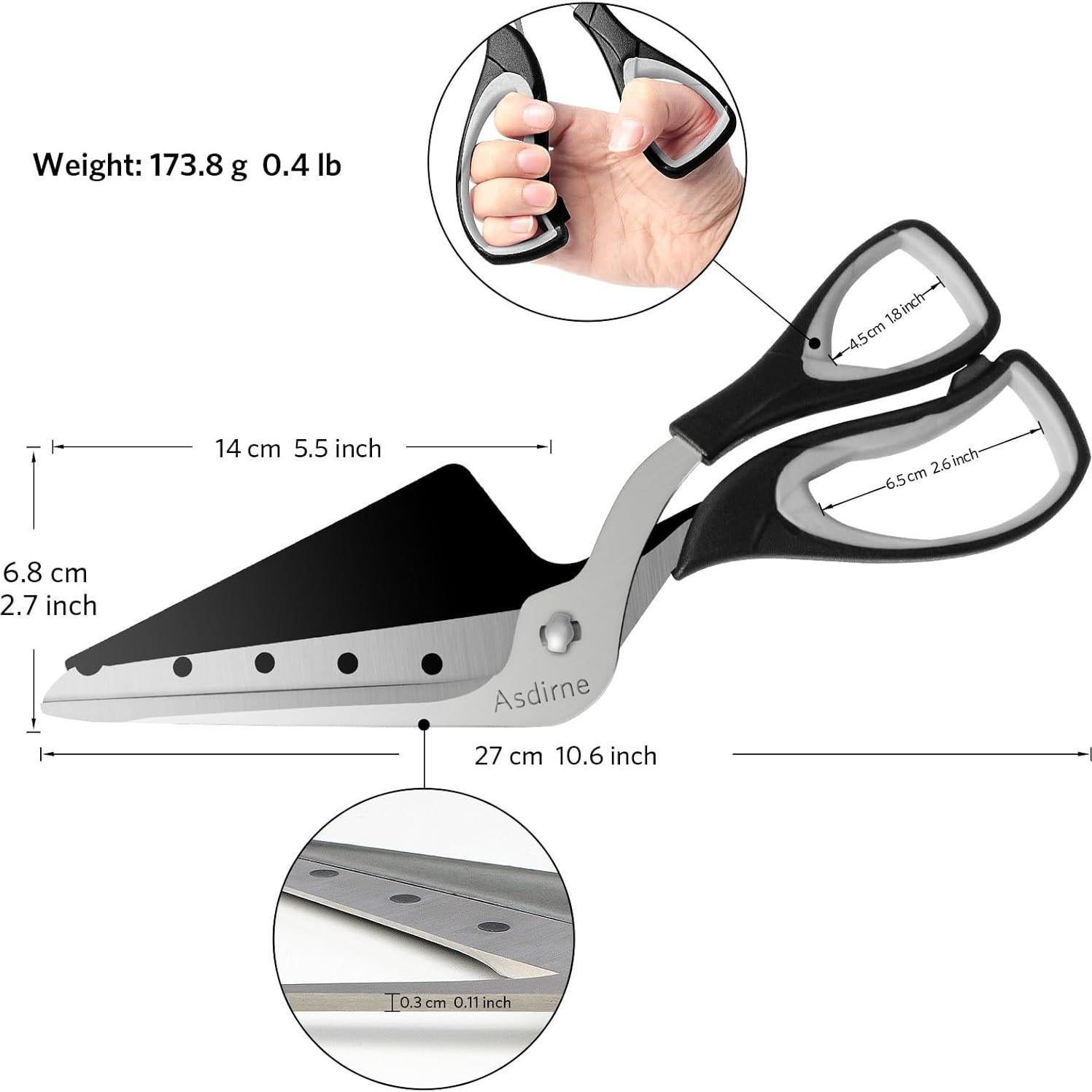 Tijeras para Pizza Asdirne 27cm Acero Inoxidable Afiladas