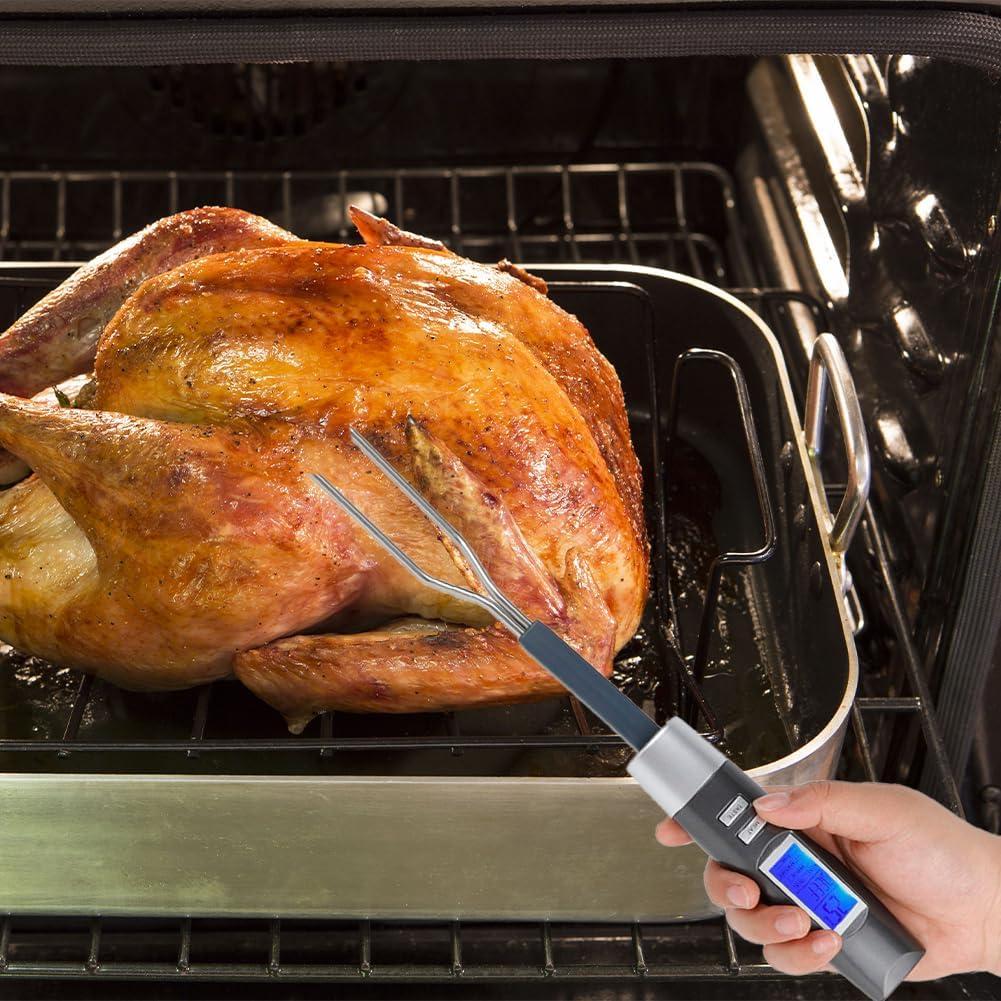 Termómetro Digital de Carne Lwuey con Tenedor y Doble Sonda