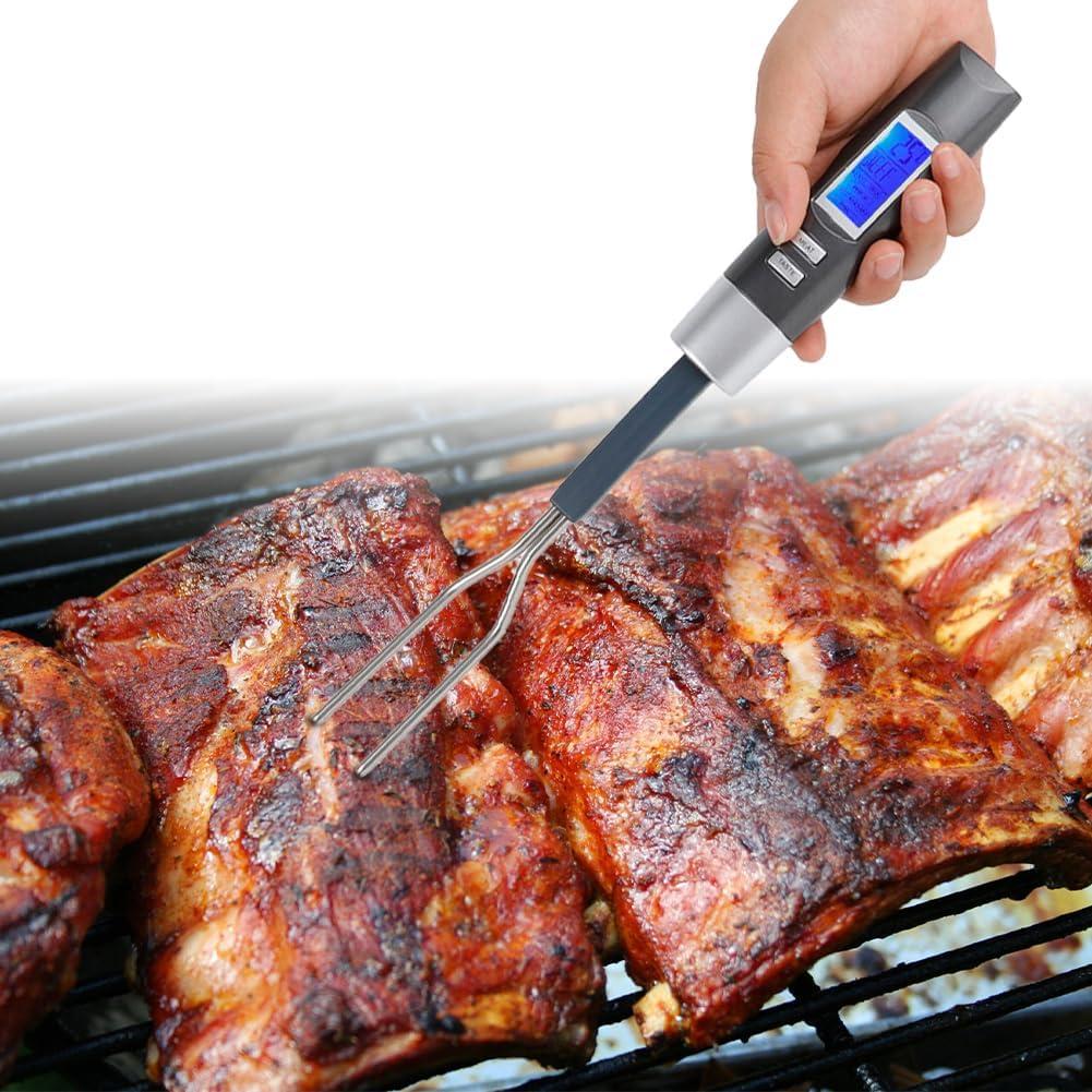 Termómetro Digital de Carne Lwuey con Tenedor y Doble Sonda