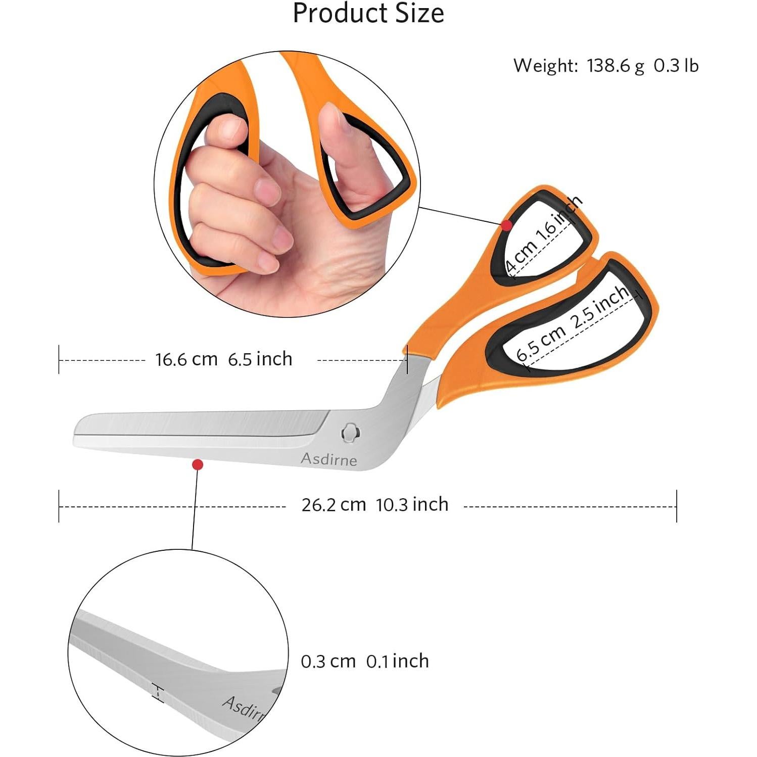 Tijeras para Pizza Asdirne 27 cm Acero Inoxidable Negro/Naranja