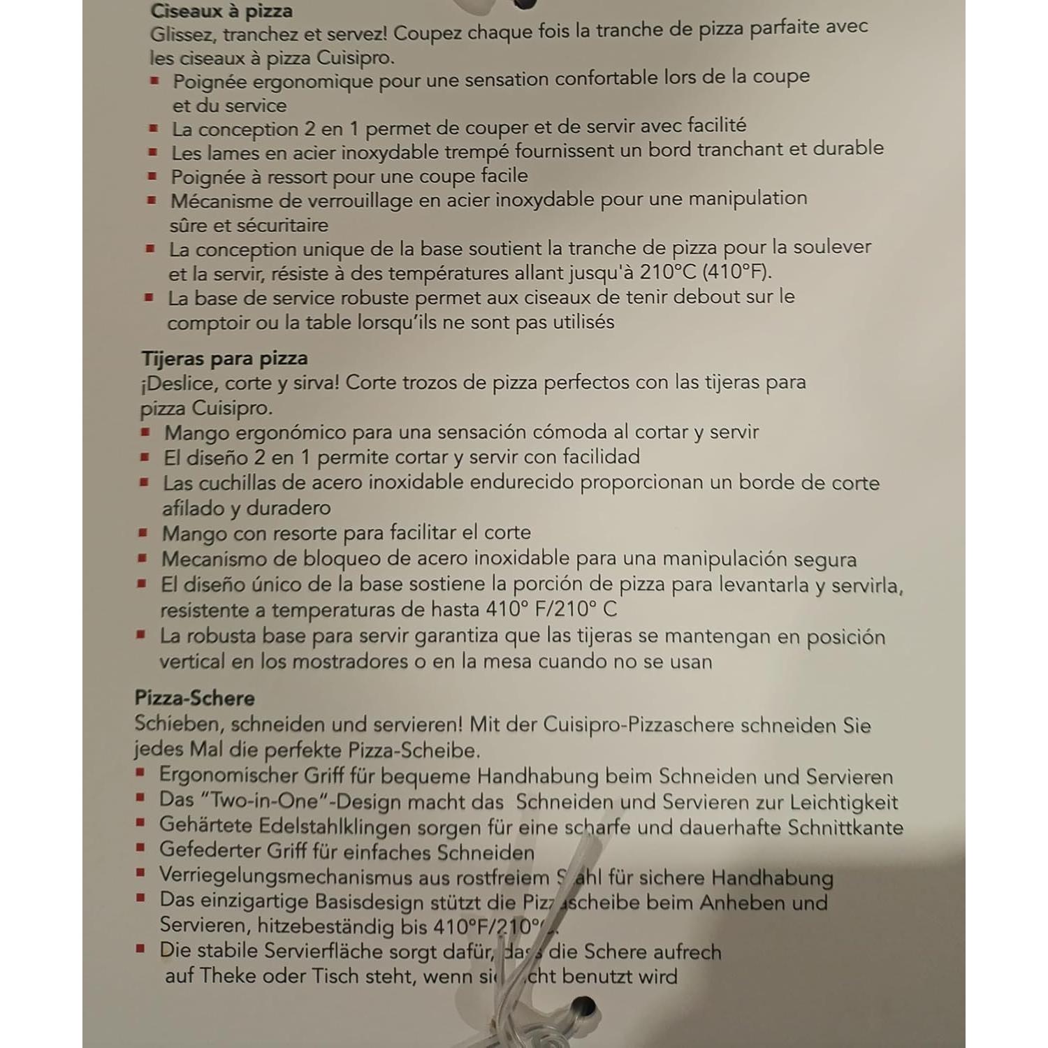 Tijeras para Pizza Cuisipro Rojo 29.7 cm Acero Inoxidable