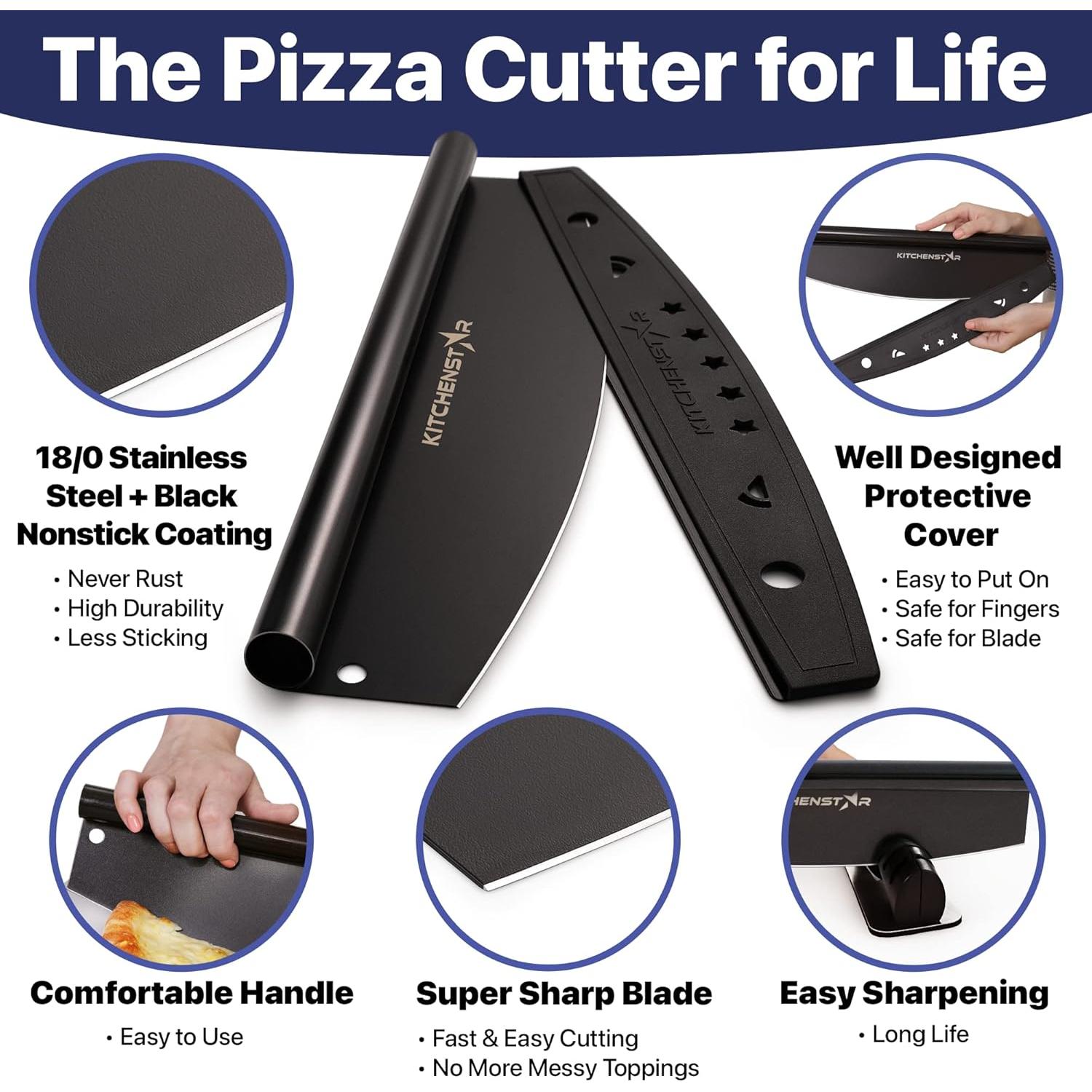 Cortador de Pizza KitchenStar 45.72 cm Acero Inoxidable Negro