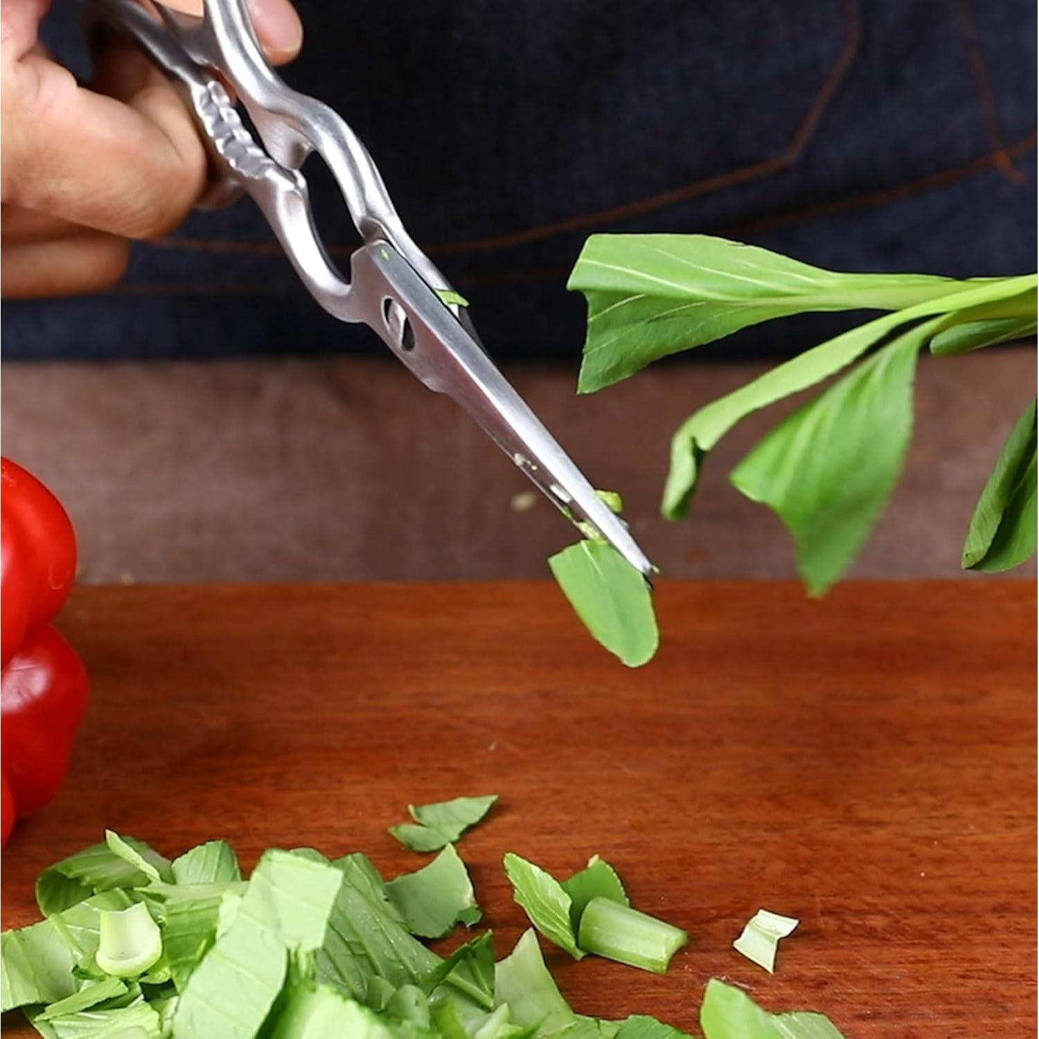 Upgraded Version of Kitchen Scissors Full Tang Stainless Steel Kitchen Shears Come Apart Food Scissors for Pizza Meat Bone Cutting Scissor Heavy Duty Metal Shears, Silver