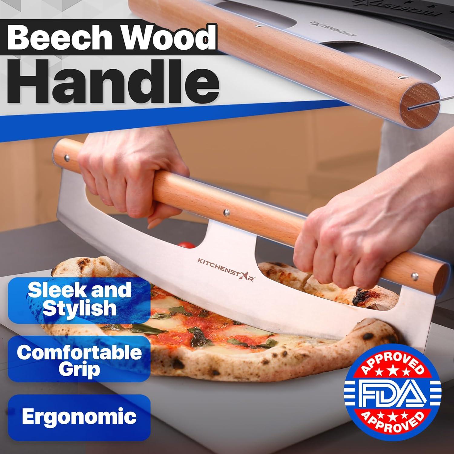 Cortador de Pizza KitchenStar 35.6 cm Acero Inoxidable Mango Madera