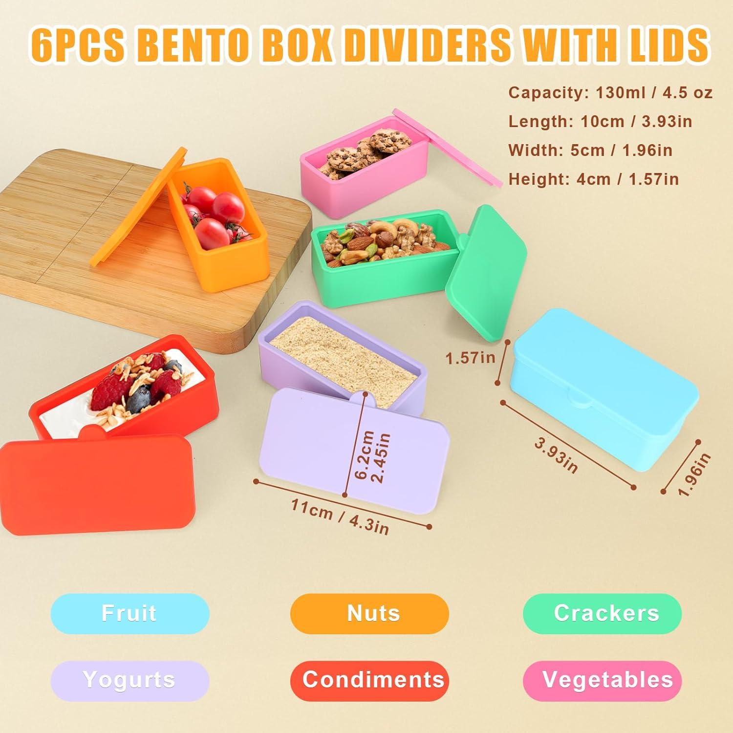 6PCS Divisores de Bento Box Biottro Silicona 133ml Rectangular