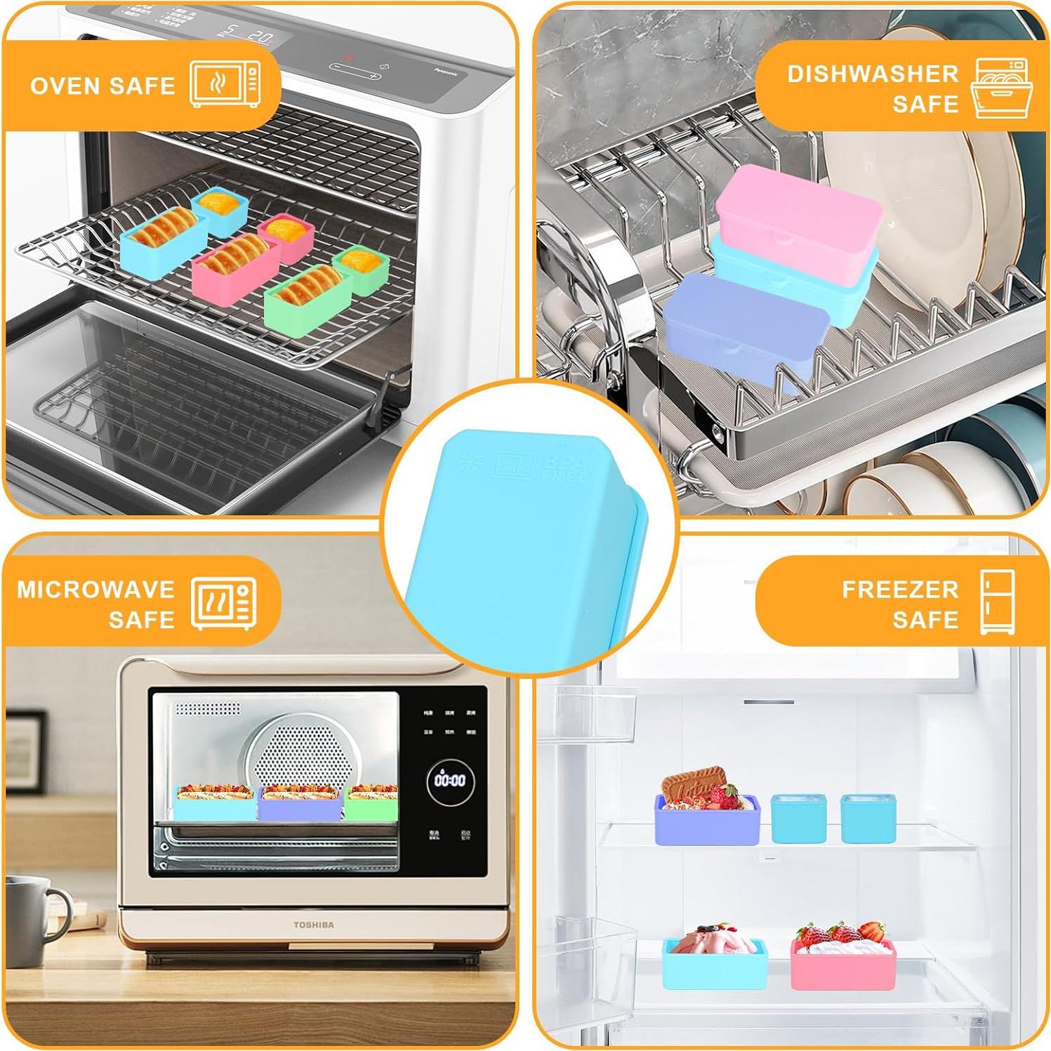 6PCS Divisores de Bento Box Biottro Silicona 133ml Rectangular