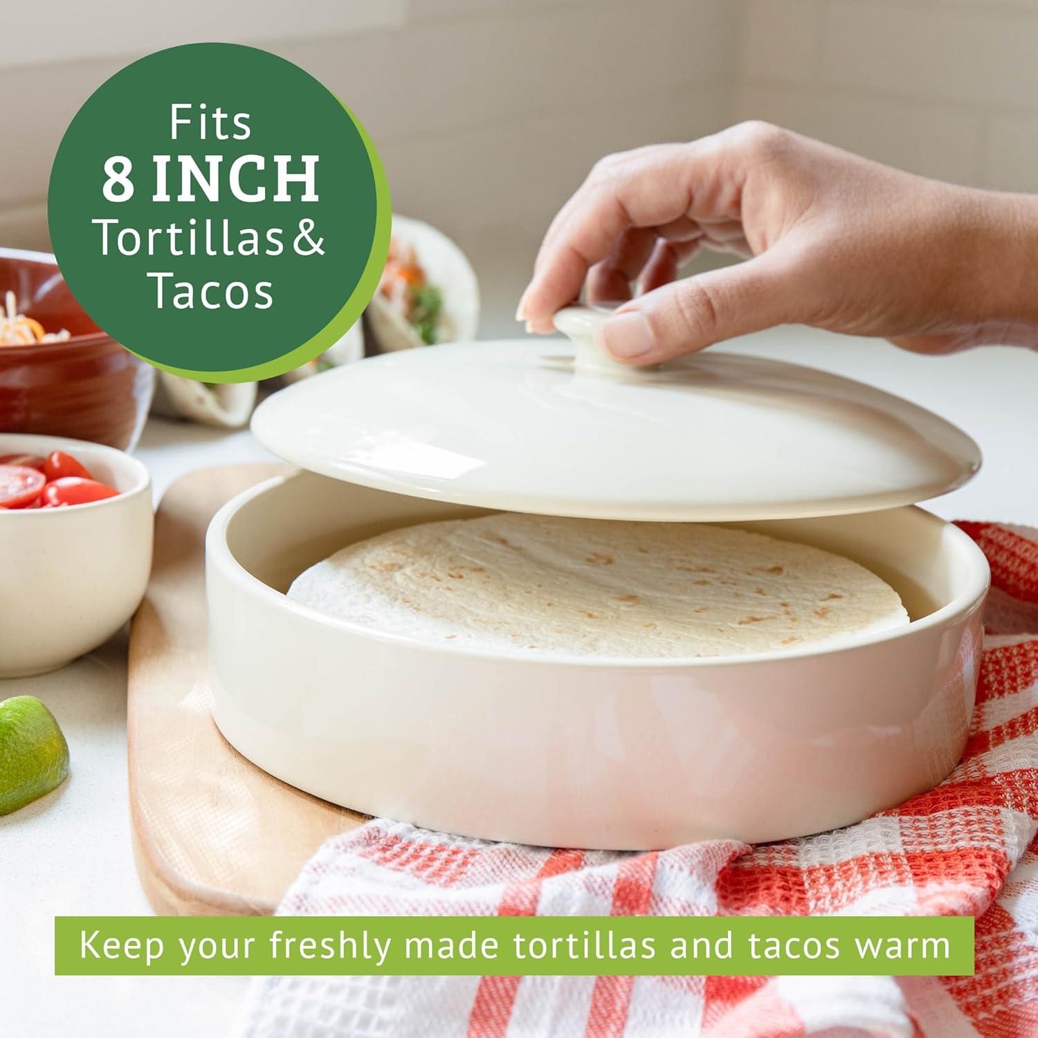 Calentador de Tortillas Cerámica Chef Tacos 20 cm Crema