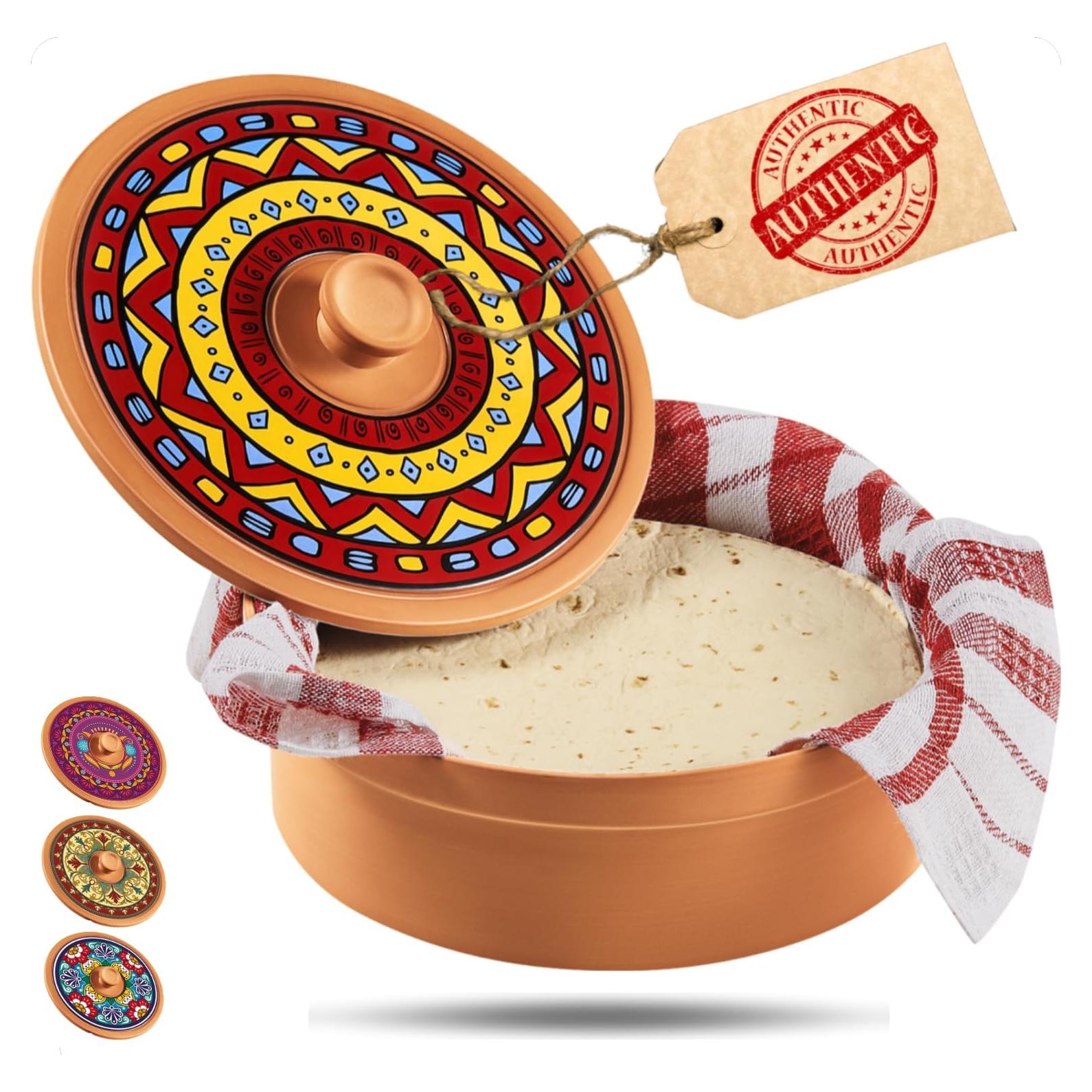 Calentador de Tortillas de Terracota Woobud 8 Pulgadas - Aislamiento Eficaz