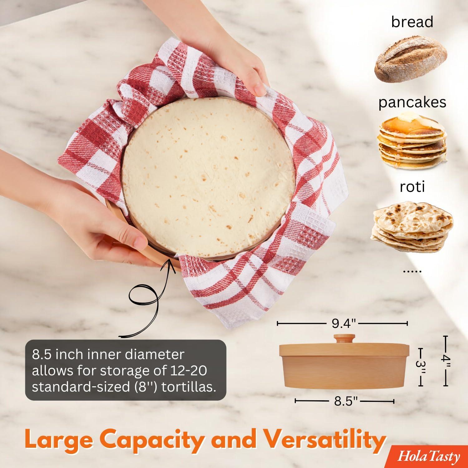 Calentador de Tortillas de Terracota Woobud 8 Pulgadas - Aislamiento Eficaz