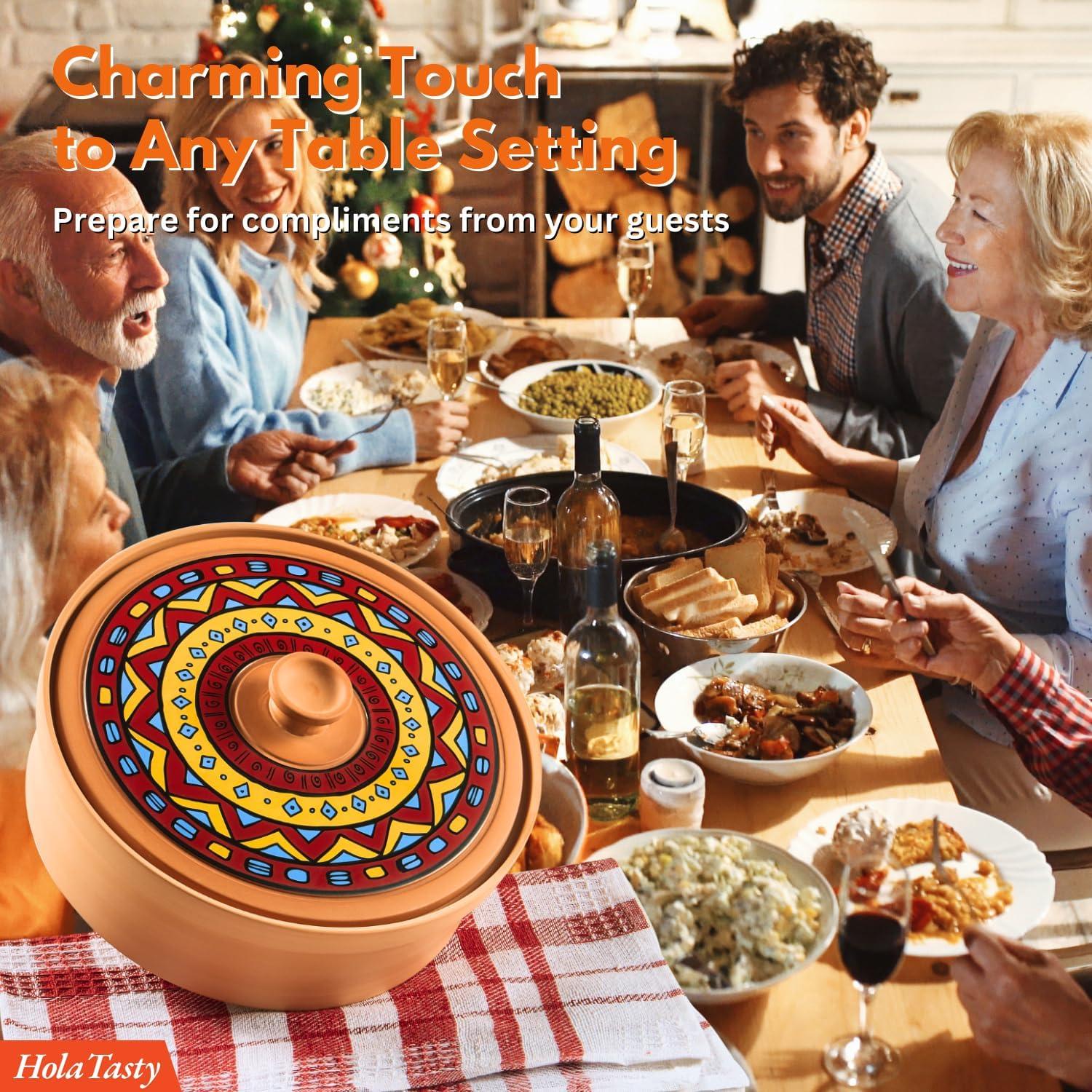 Calentador de Tortillas de Terracota Woobud 8 Pulgadas - Aislamiento Eficaz