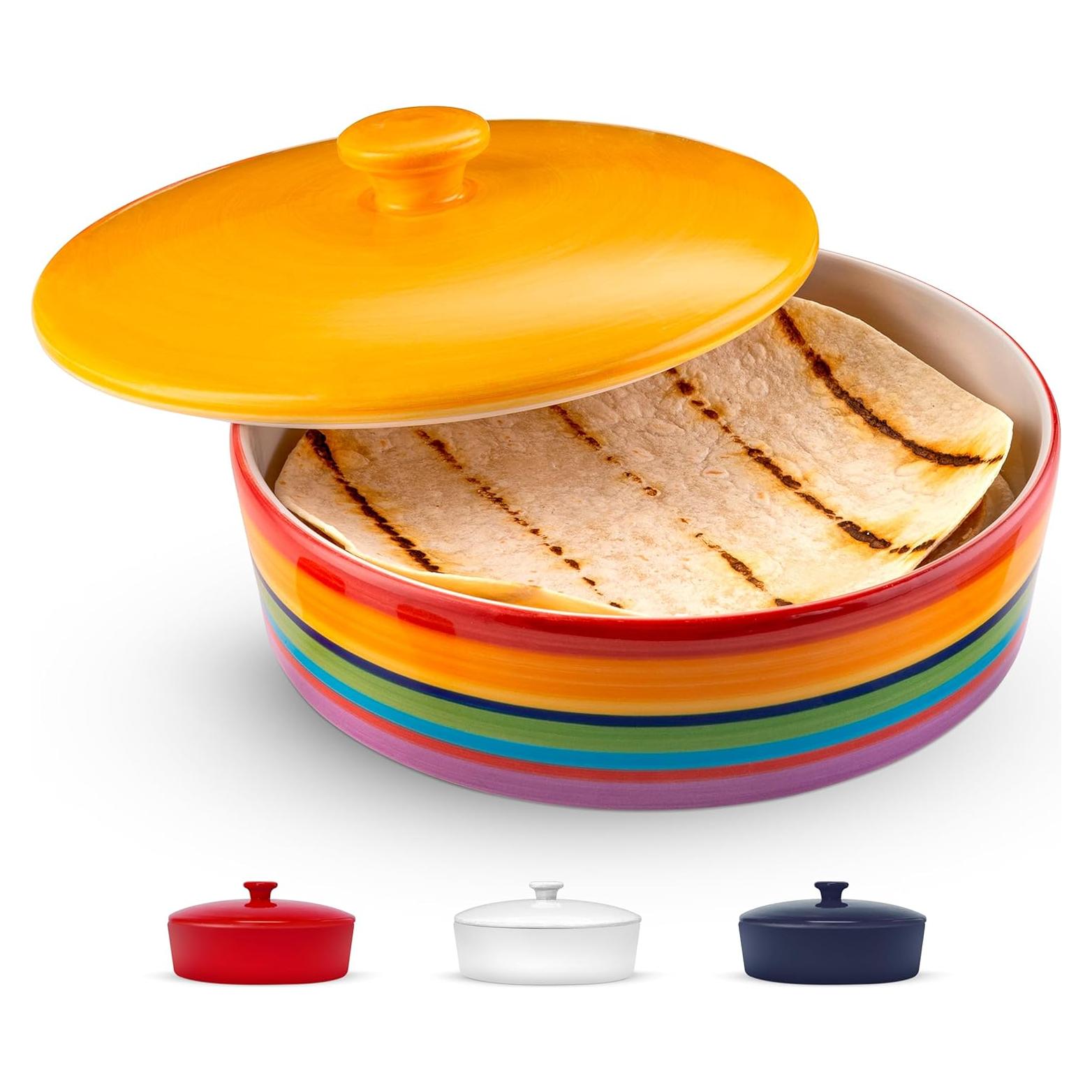 Calentador de Tortillas KooK Cerámica Pintada 21.6 cm Arcoíris