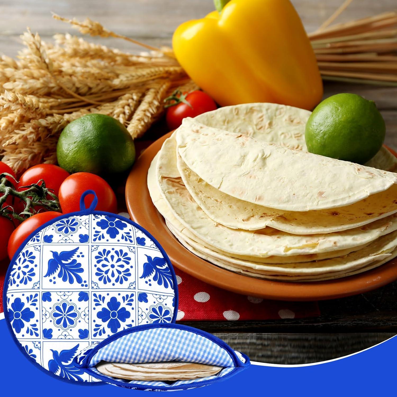 Bolsa Calentadora de Tortillas Honeydak 30 cm Talavera Azul - 2 Pcs