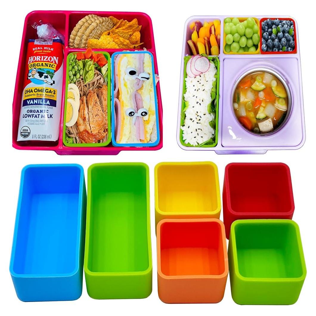 Divisores de Bento de Silicona Liamasum - 6 Piezas Apto Lavavajillas
