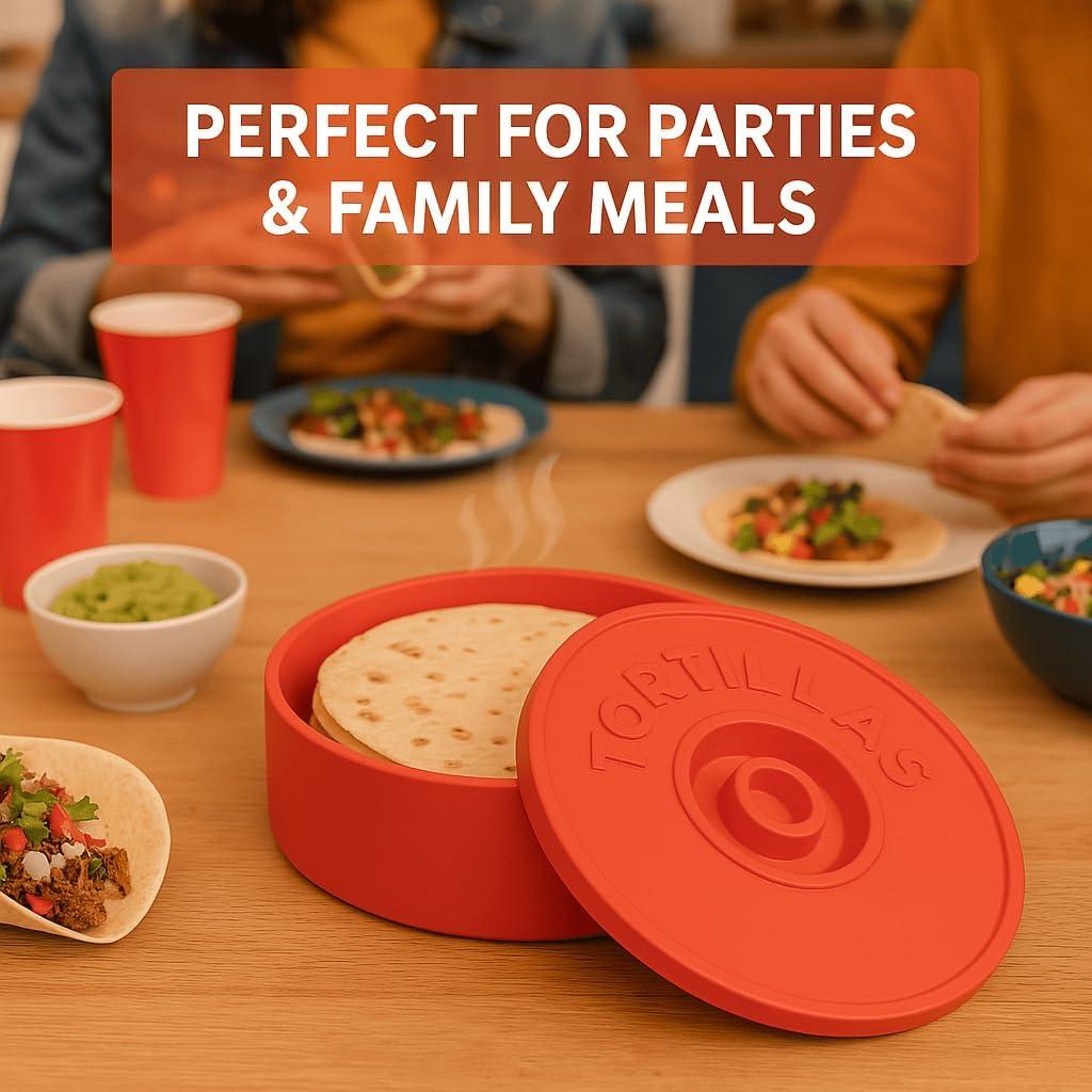 Calentador de Tortillas Rojo A TODA LECHE 21.6 cm Microondas